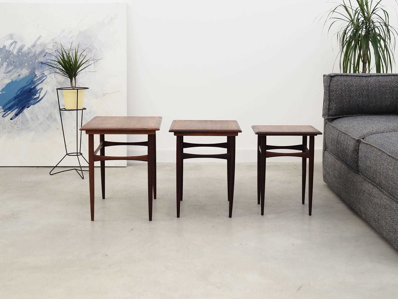 Set Of Three Vintage Tables, Danish Design, 60's, Production: Denmark photo vinterior