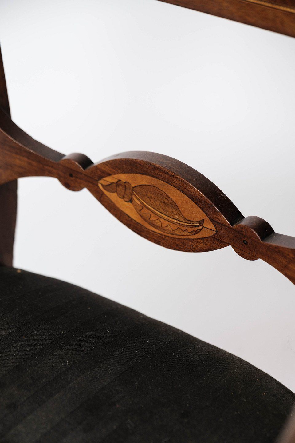 Set Of Two Mahogany Armchairs And Upholstered In Black Fabric, From The 1860s. photo buy