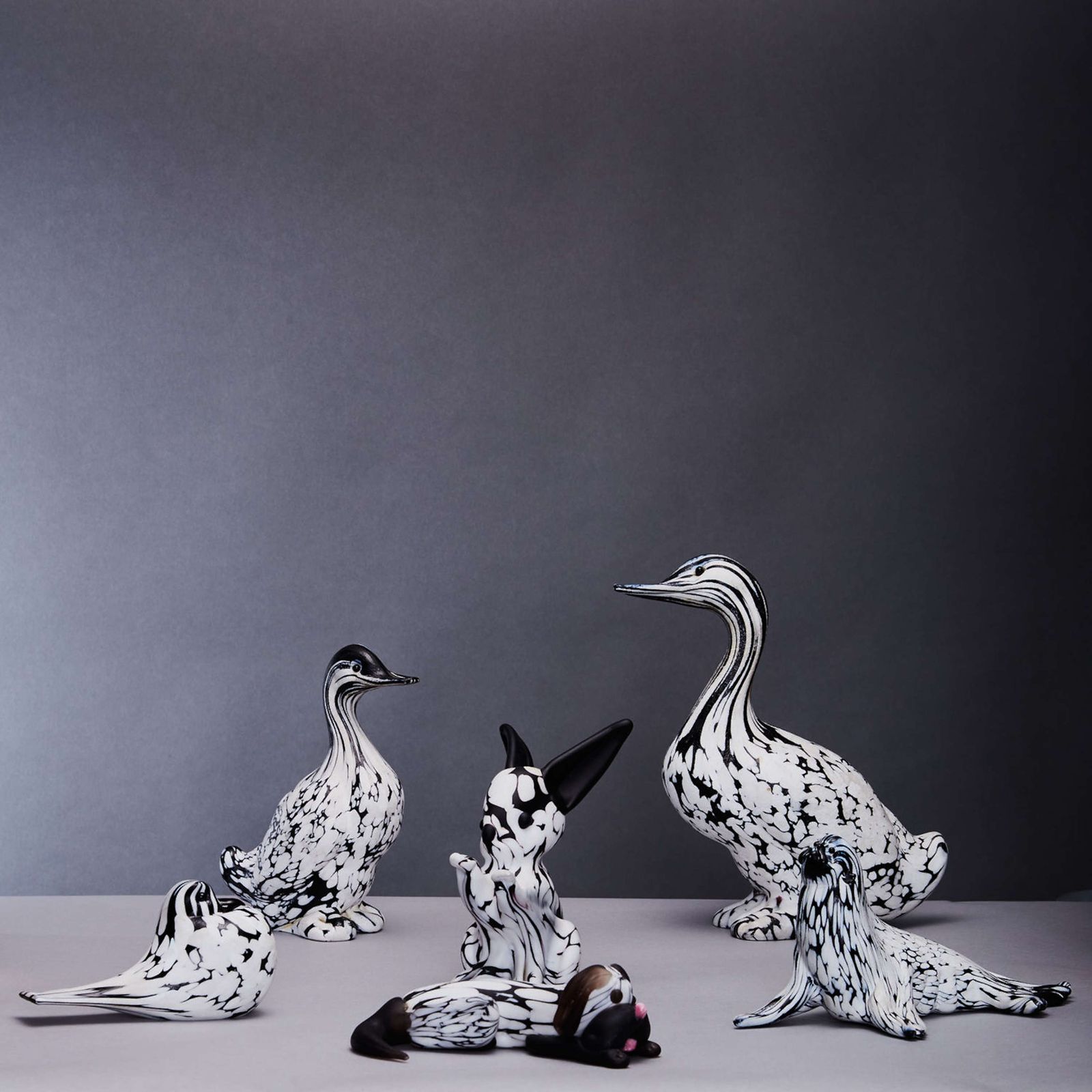 Pair Of Ducks Animal Sculptures By Archimede Seguso Murano In Black photo buy