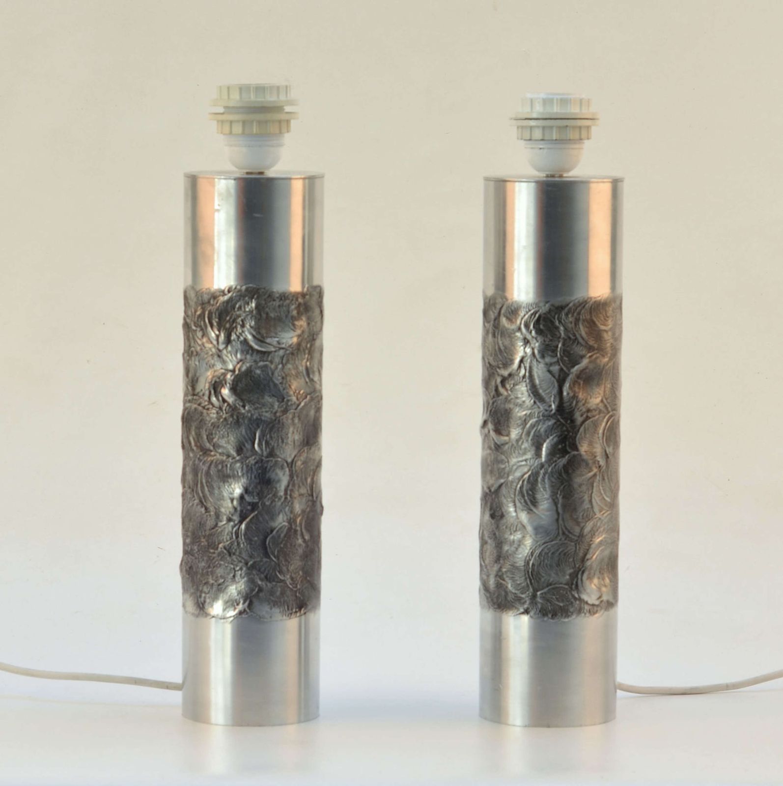 Pair Of Brutalist Aluminum Table Lamp By Willy Luyckx, Aluclair, 1960' photo buy