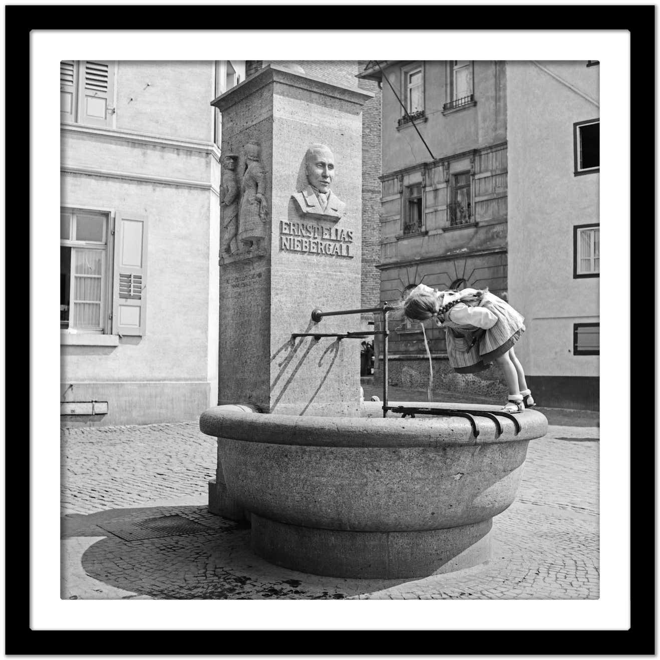 Karl Heinrich Lämmel Girl At Ernst Elias Niebergall Fountain Darmstadt, Germany 1938 Printed Later 1938/2021 photo Art