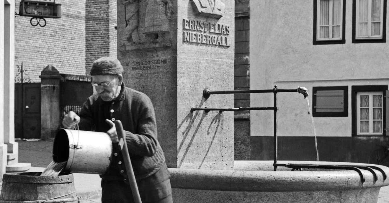 Karl Heinrich Lämmel Man At Ernst Elias Niebergall Fountain Darmstadt, Germany 1938 Printed Later 1938/2021 photo furniture