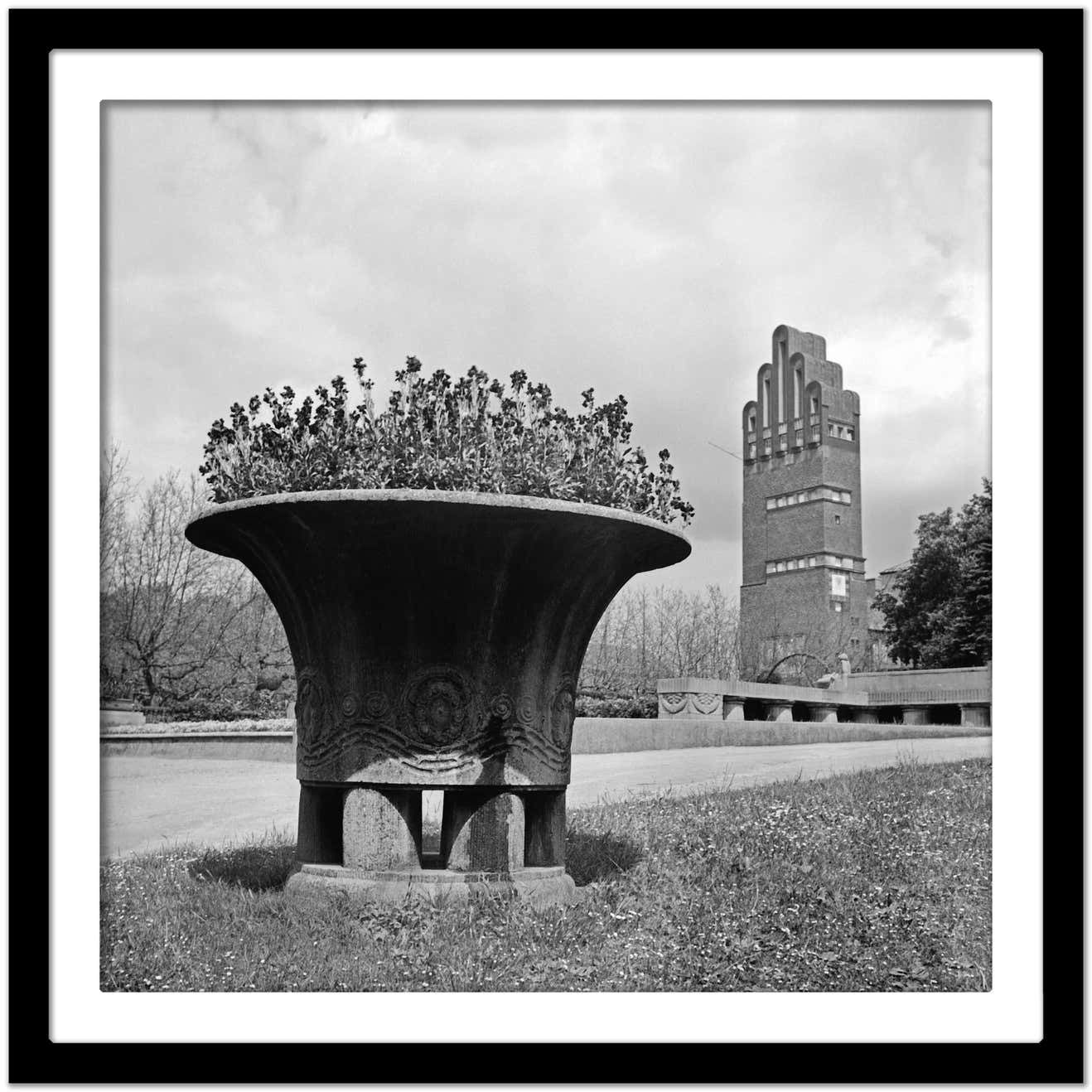 Karl Heinrich Lämmel Flowers Hochzeitsturm Tower Mathildenhoehe Darmstadt Germany 1938 Printed Later 1938/2021 photo Art