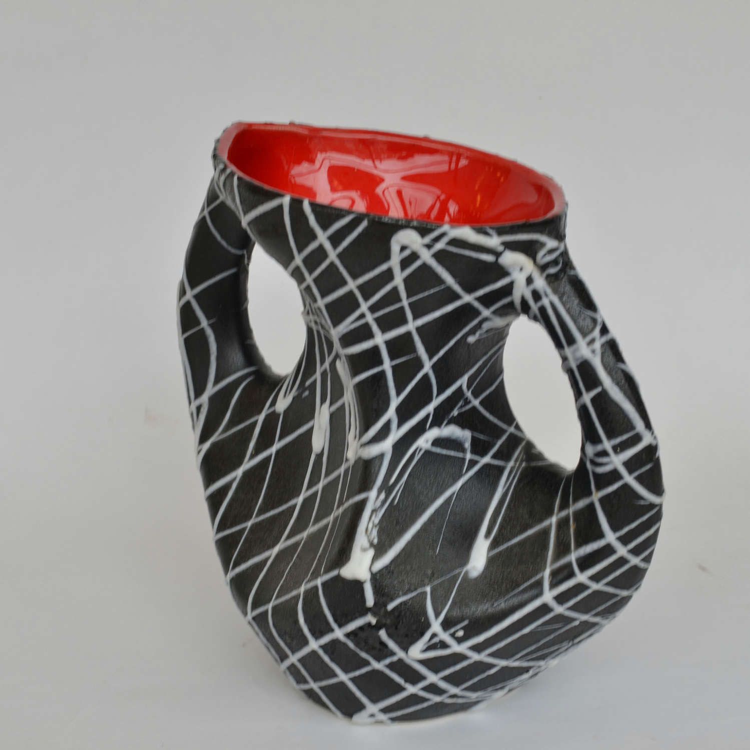 Set Of Three Vallauris Ceramic Vases In Black & White photo buy