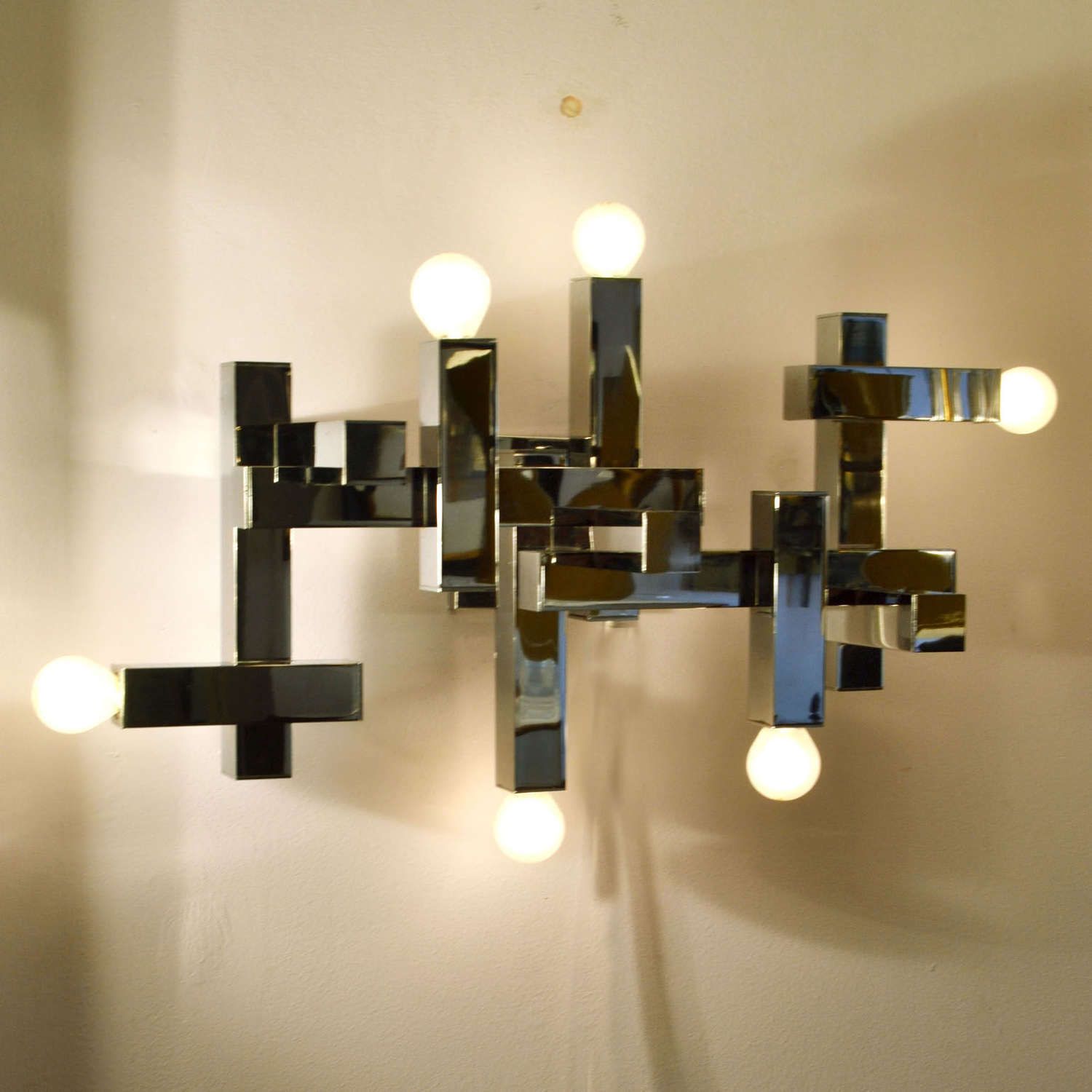 Flush Mount Chrome Pendant Or Wall Light Sciolari, Italy photo for sale