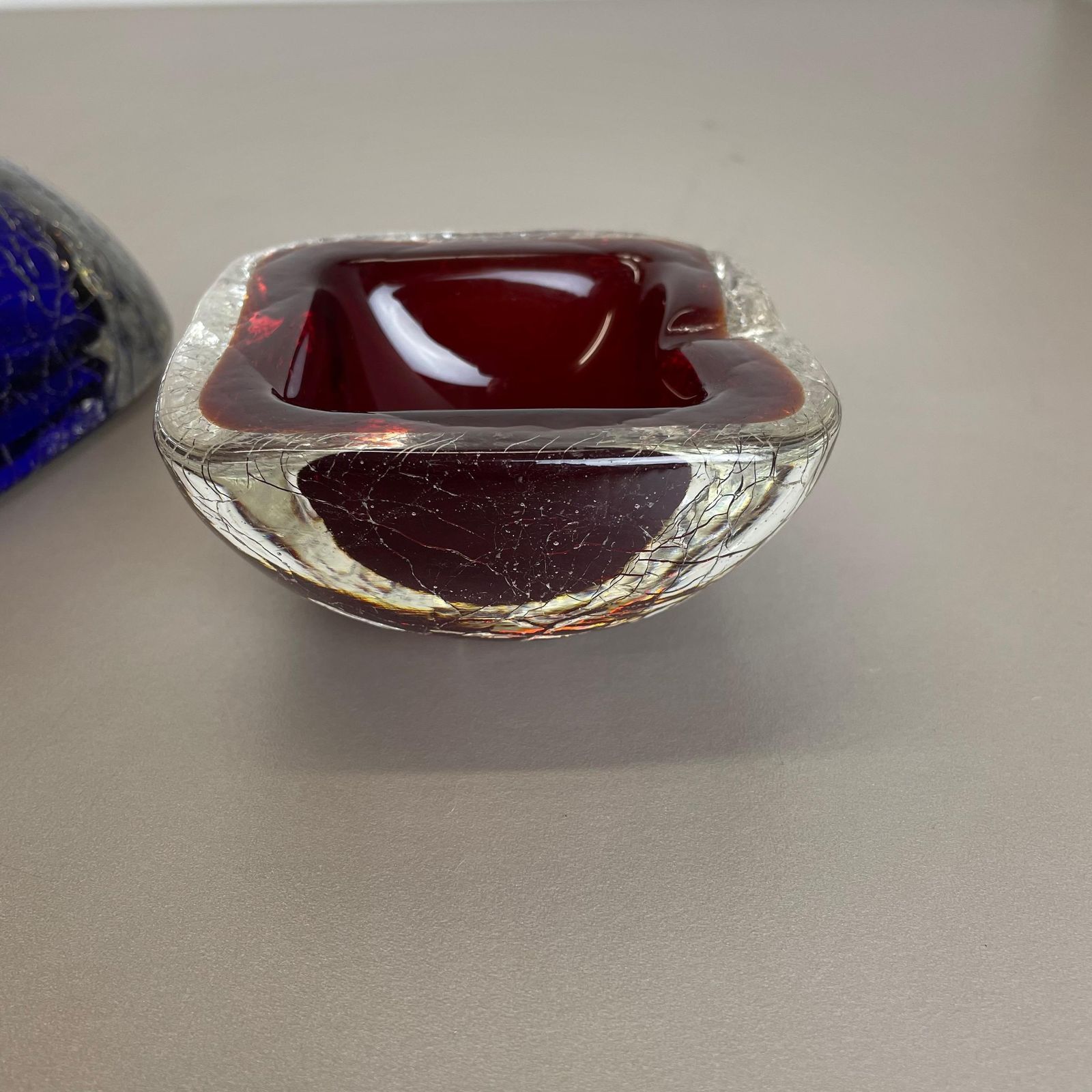 photo buy Set Of 2 Murano Glass Crack Structure Bowl Shells Ashtray Element, Italy, 1970s