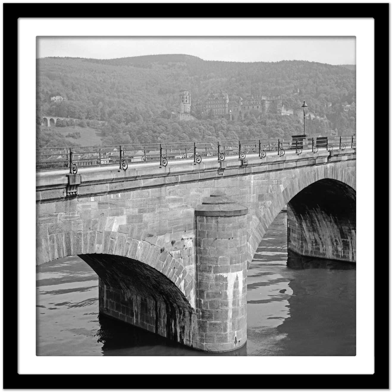 Karl Heinrich Lämmel Old Bidge, River Neckar And Heidelberg Castle, Germany 1938, Printed Later 1938/2021 photo Art