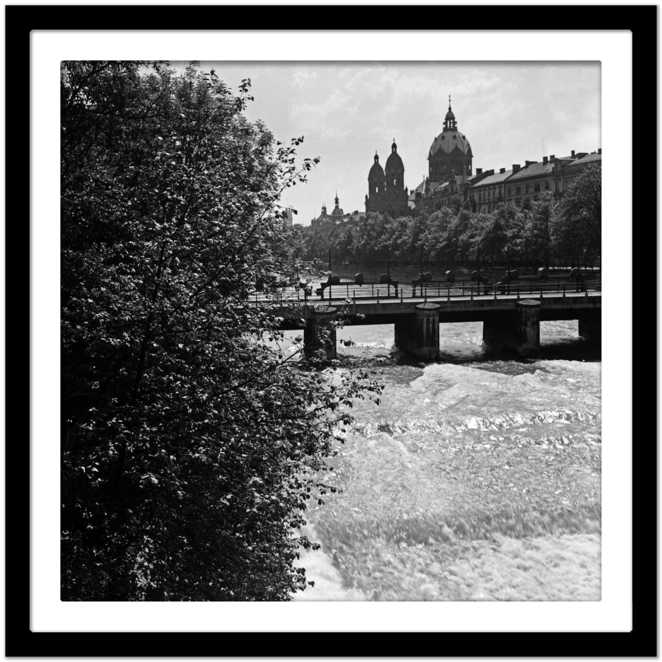 Karl Heinrich Lämmel Bridge At Isar View To Lutheran St. Lukas Church, Germany 1937, Printed Later 1937/2021 photo Art
