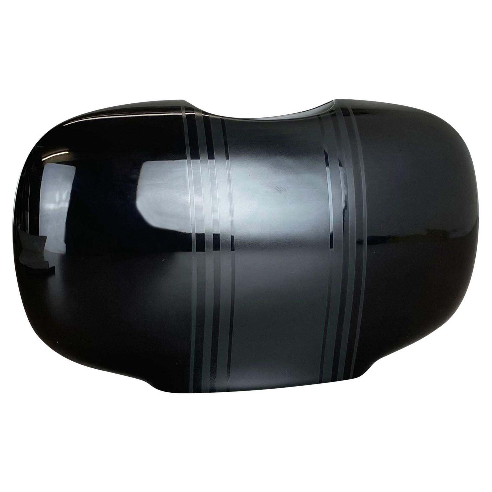 Op Art Vase Black Porcelain By K. Dombrowski For Hutschenreuther, 1970s