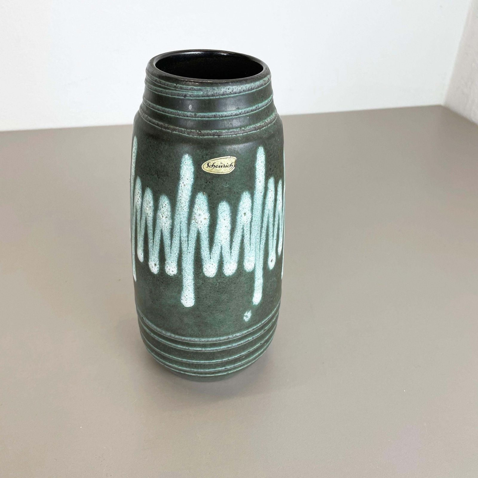 Extraordinary Zig Zag Pottery Fat Lava Vase Made By Scheurich, Germany, 1970s photo for sale