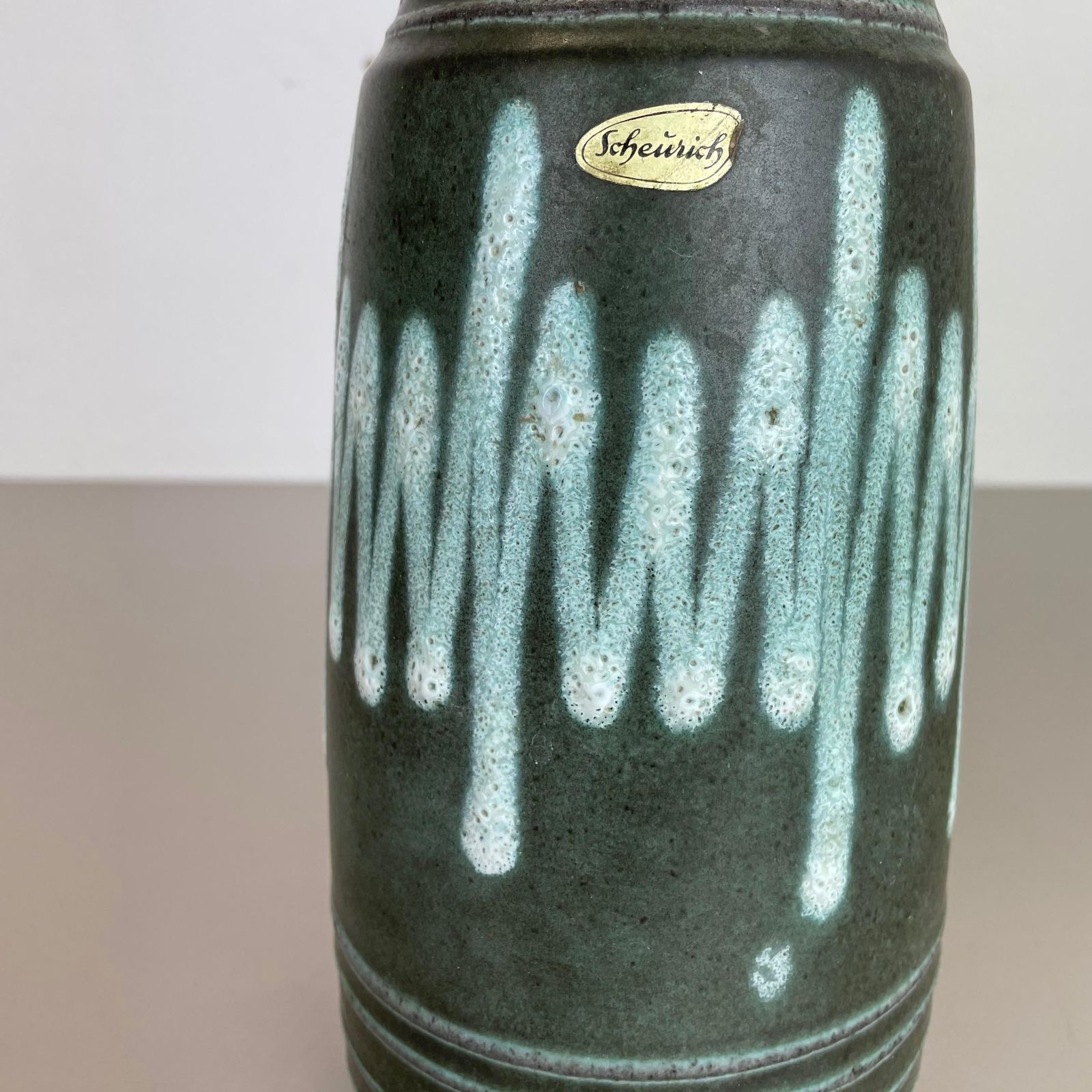 Extraordinary Zig Zag Pottery Fat Lava Vase Made By Scheurich, Germany, 1970s photo 340.0