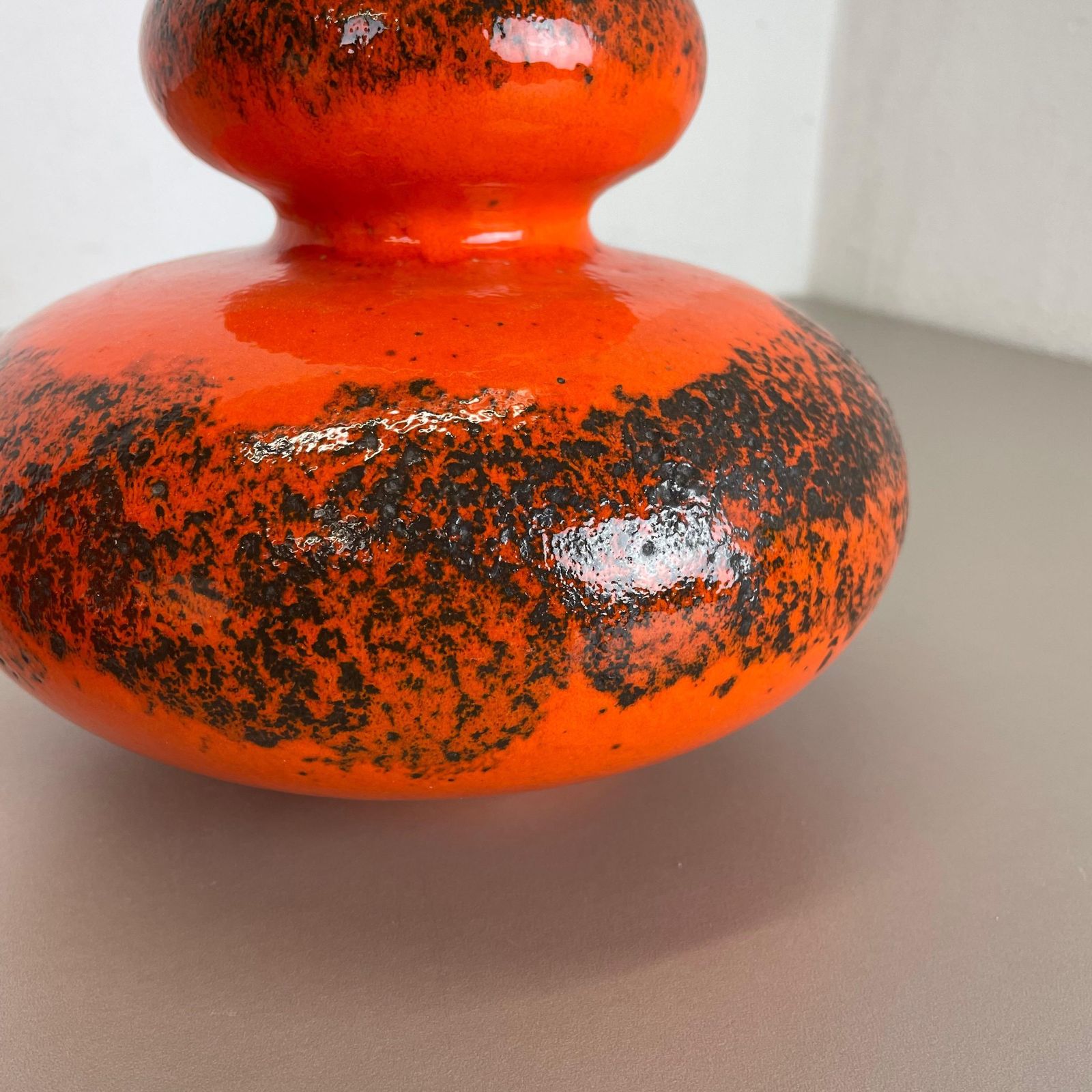 480.0 Set Of Two Pottery Fat Lava Vases "Orange" Made By Spara Ceramic, Germany 1970s photo