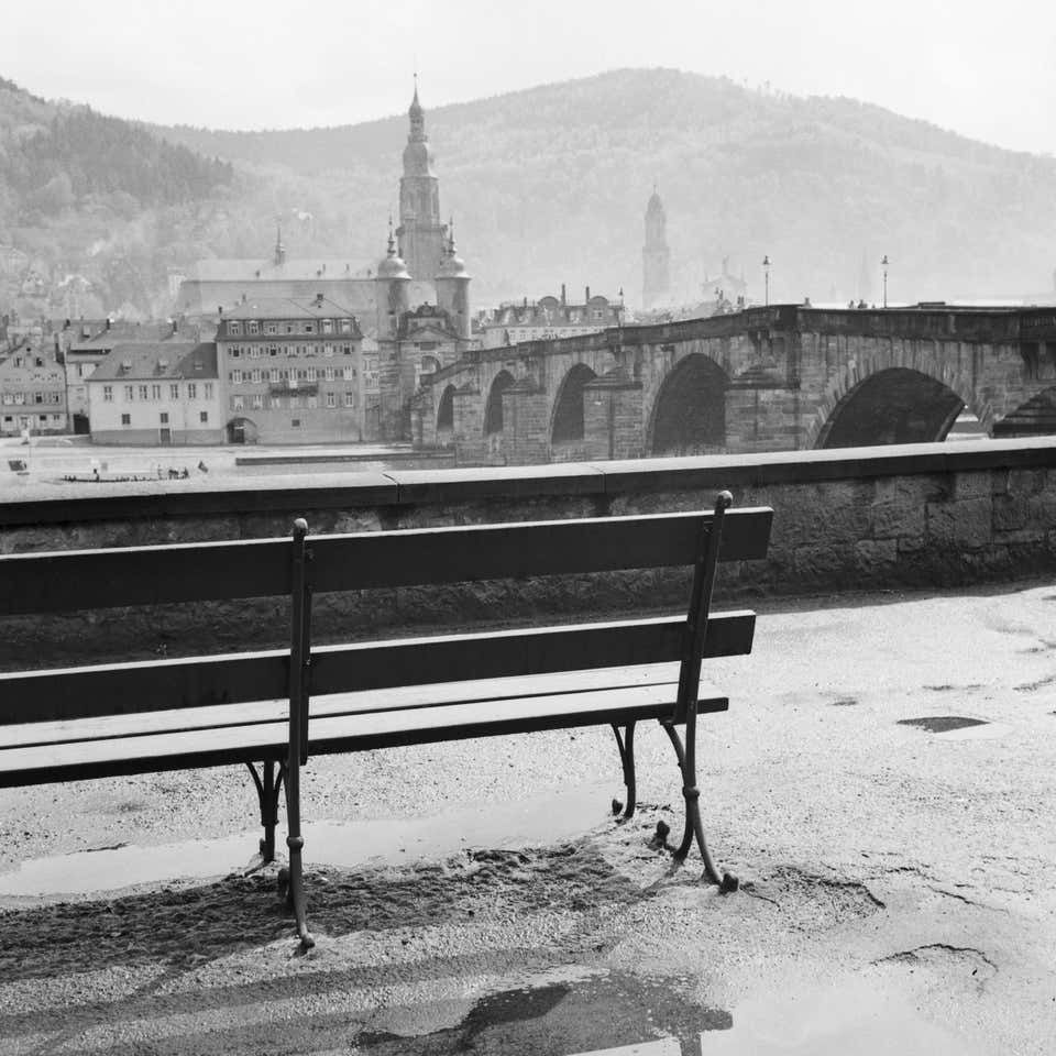 Karl Heinrich Lämmel River Neckar, Old Bridge, Church, Heidelberg Germany 1936, Printed Later 1936/2021