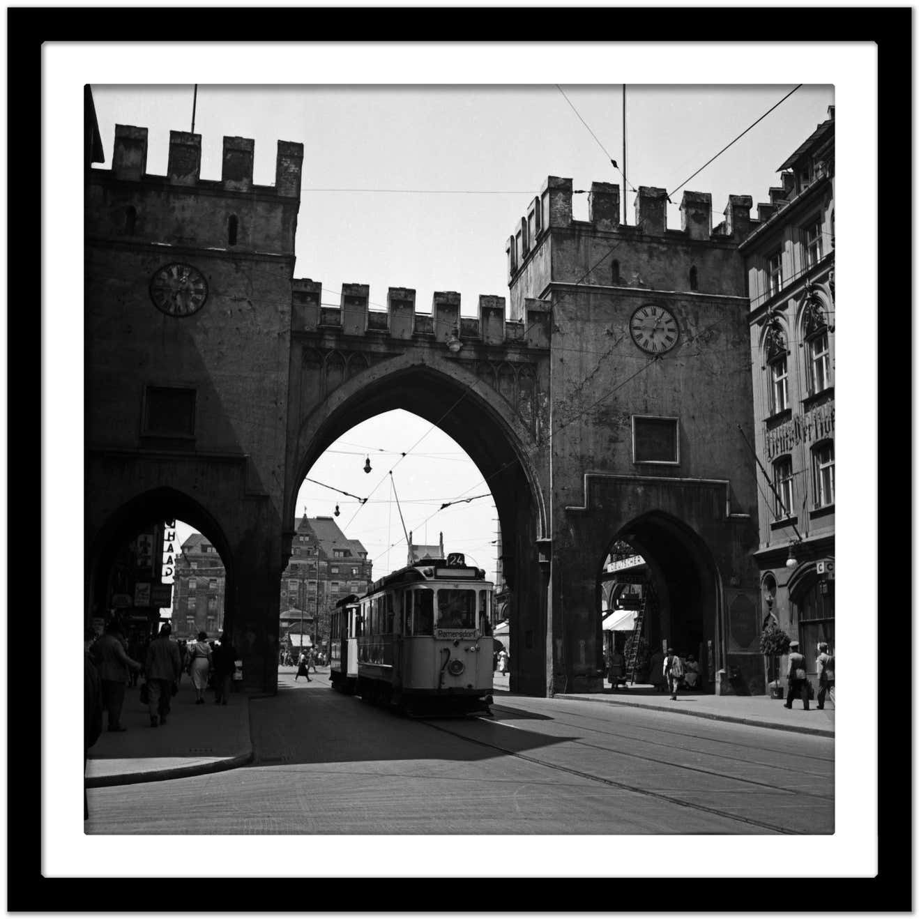 Karl Heinrich Lämmel Tram Line No 24 To Rammersdorf At Karlstor, Munich Germany 1937, Printed Later 1937/2021 photo Art