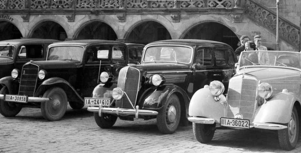 Karl Heinrich Lämmel Cars Parking At Old Heidelberg City Hall, Germany 1936, Printed Later 1936/2021 photo furniture