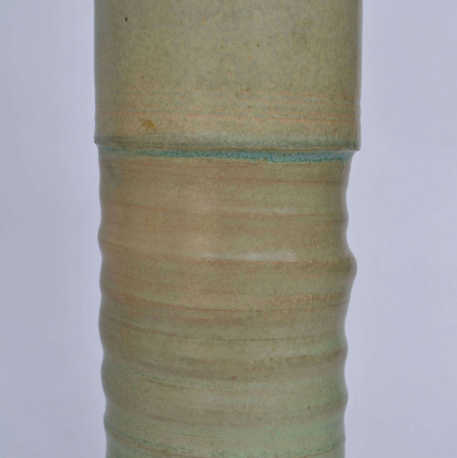 photo for sale Three Large Studio Pottery Vessels In Blue, Green & Sand