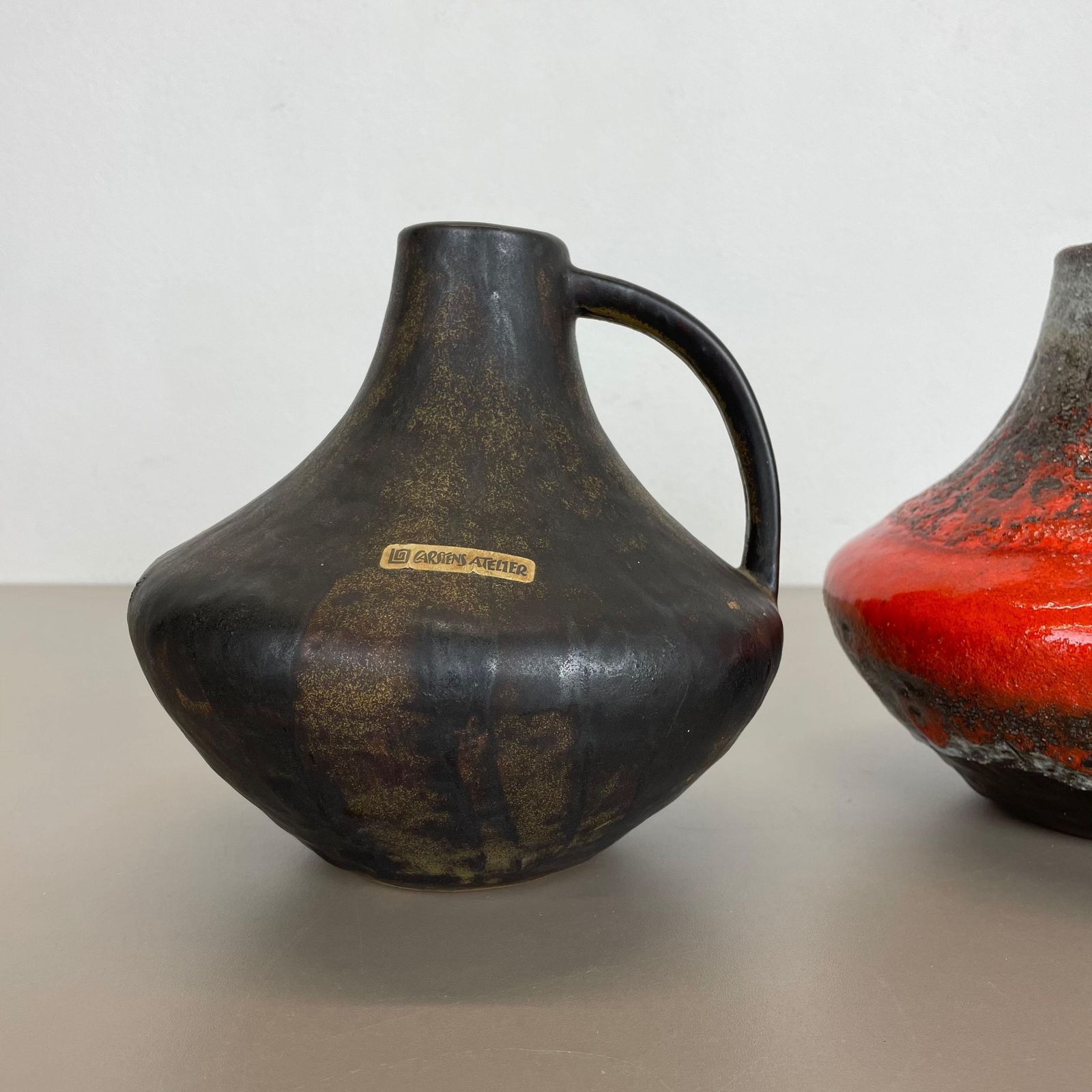 Set Of 2 Fat Lava Pottery Vases Heinz Siery Carstens Tönnieshof, Germany, 1970s photo Home Decor