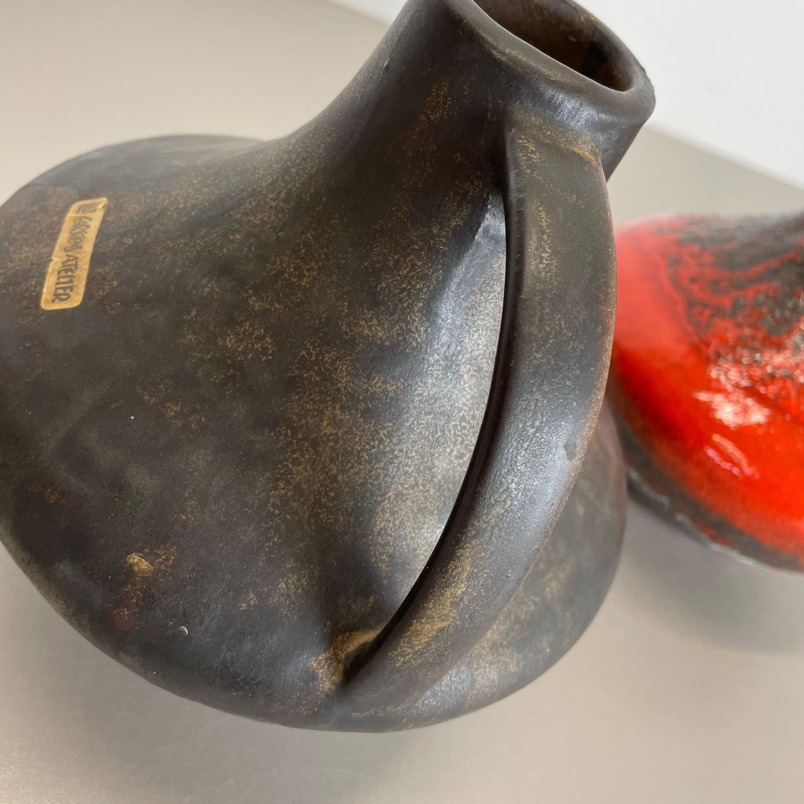 photo furniture Set Of 2 Fat Lava Pottery Vases Heinz Siery Carstens Tönnieshof, Germany, 1970s