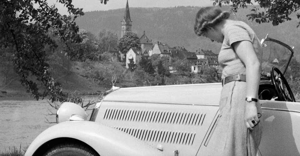 Karl Heinrich Lämmel To Neckargemuend Mercedes Benz Car Near Heidelberg, Germany 1936, Printed Later 1936/2021 photo furniture