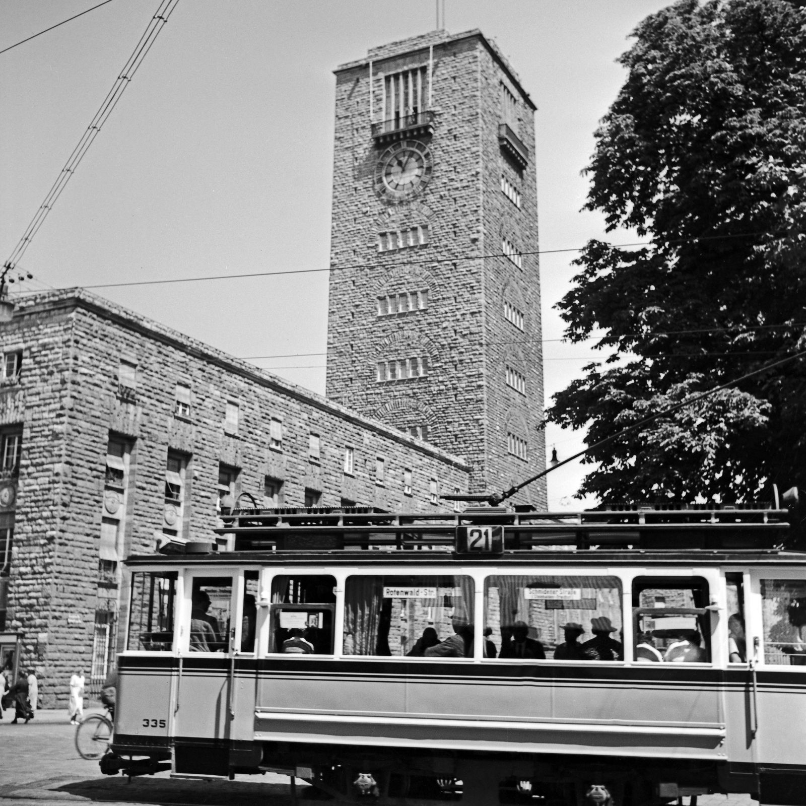 Tram Line No. 2 At Main Station, Stuttgart Germany 1935, Printed Later