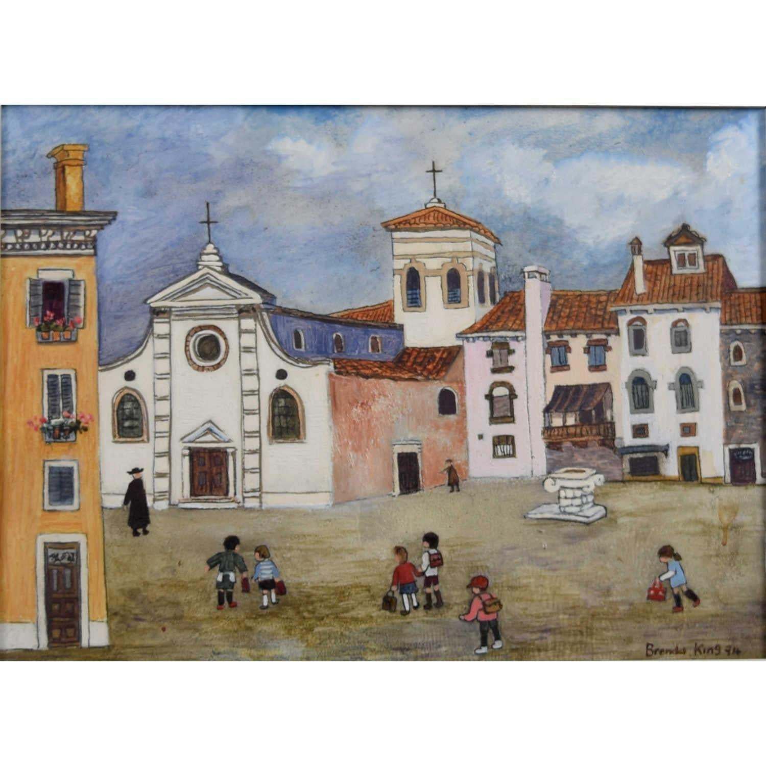Brenda King, Venetian Schoolchildren  (1974) Oil On Board