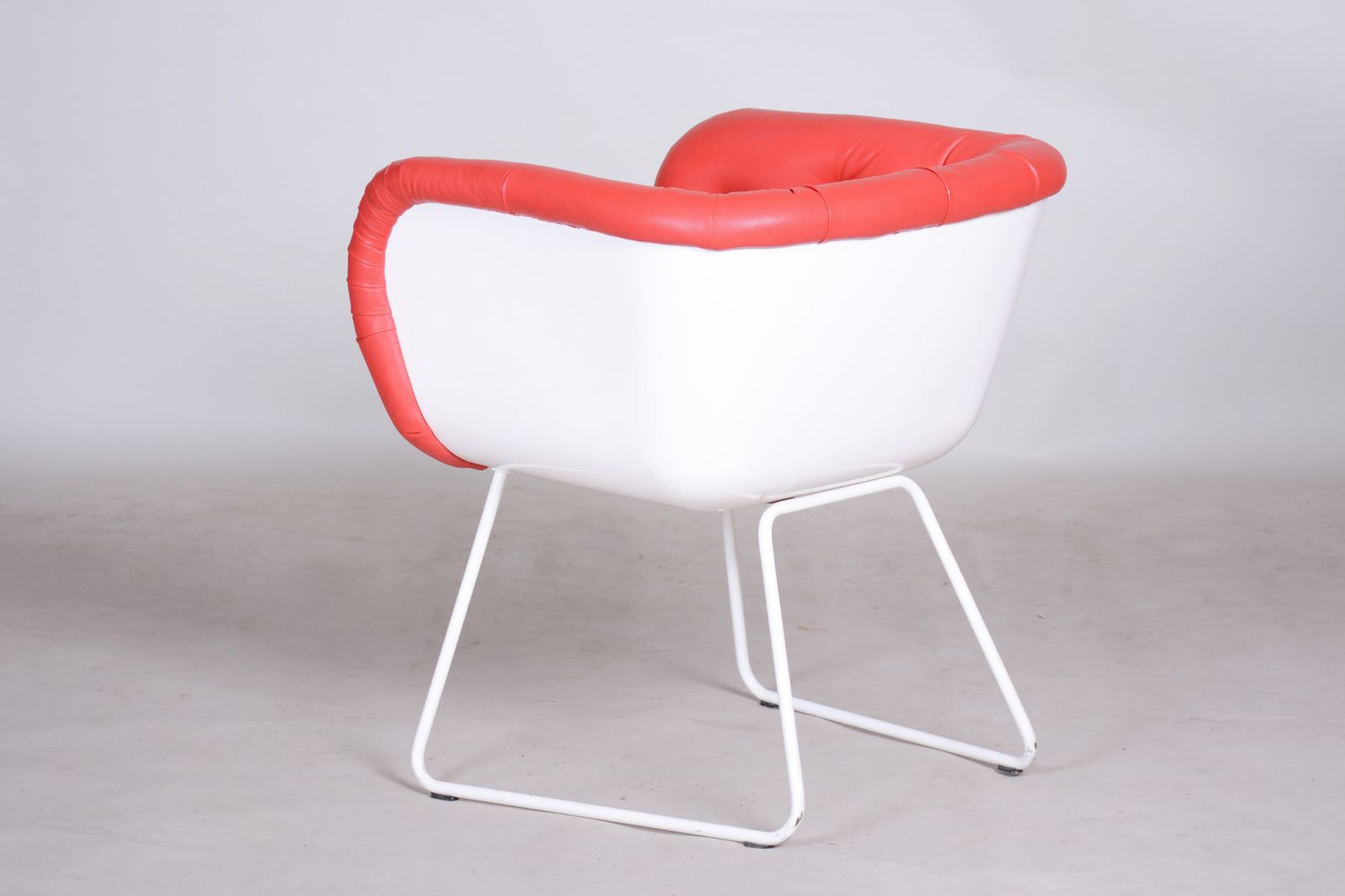Mid Century Red And White Armchair, Original Condition, Czechia, 1960s photo for sale