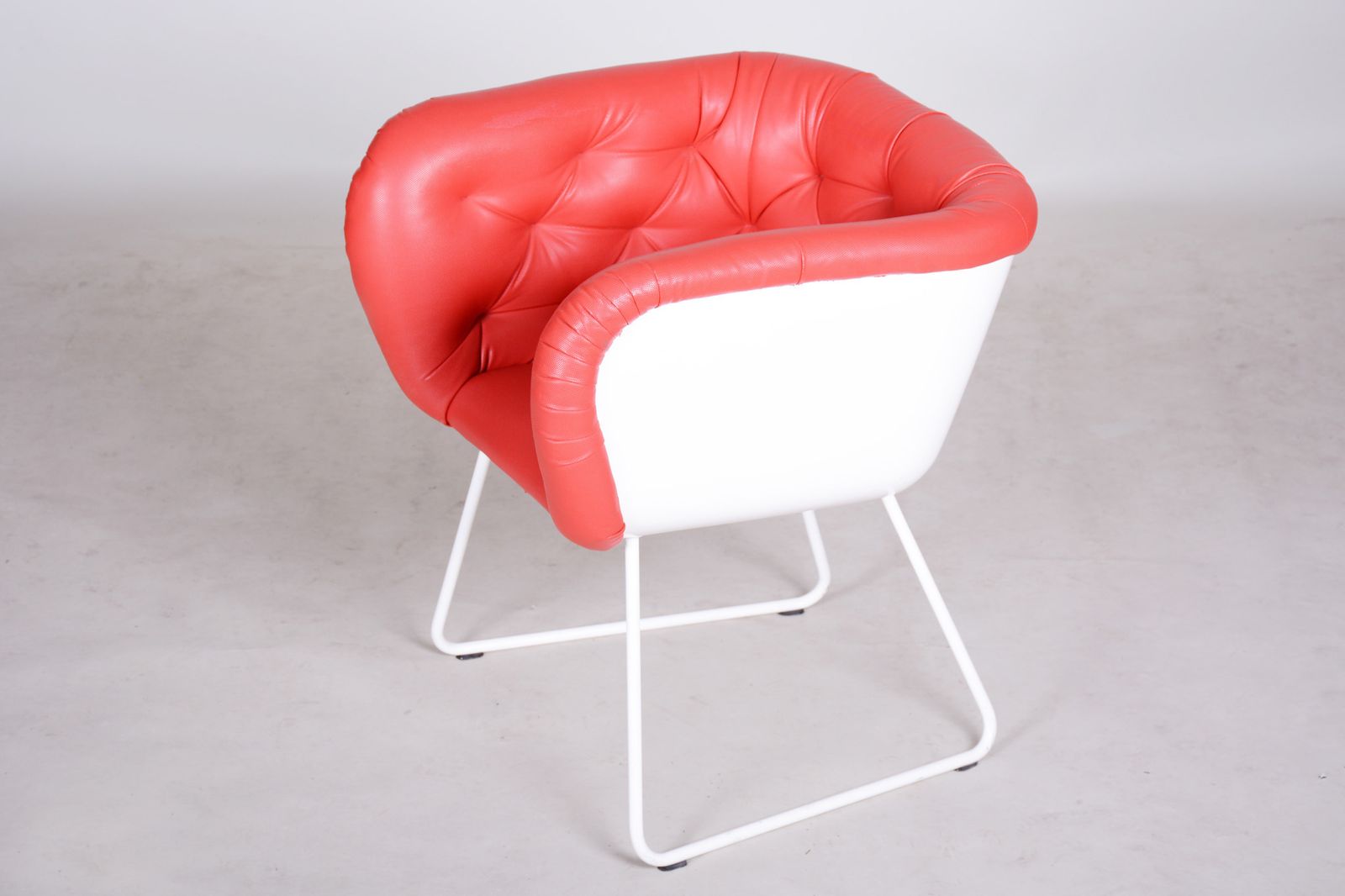 Mid Century Red And White Armchair, Original Condition, Czechia, 1960s photo vinterior