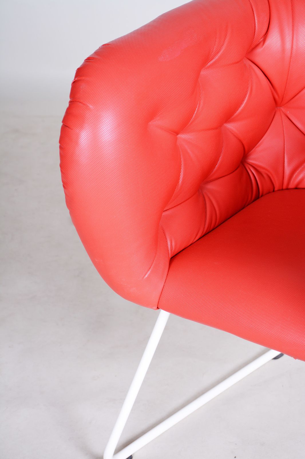 photo for sale Mid Century Red And White Armchair, Original Condition, Czechia, 1960s