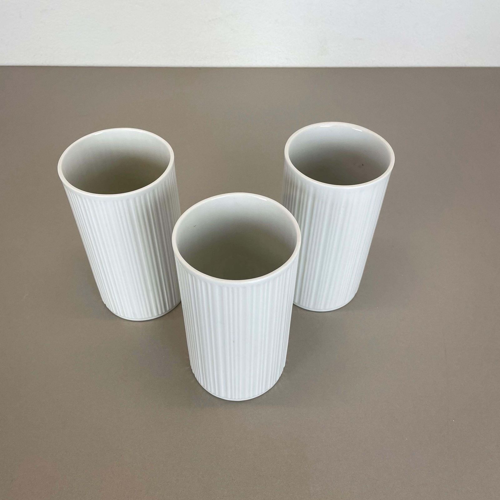 photo furniture Set Of 3 Op Art Porcelain Vases By Melitta Minden, Germany, 1970s