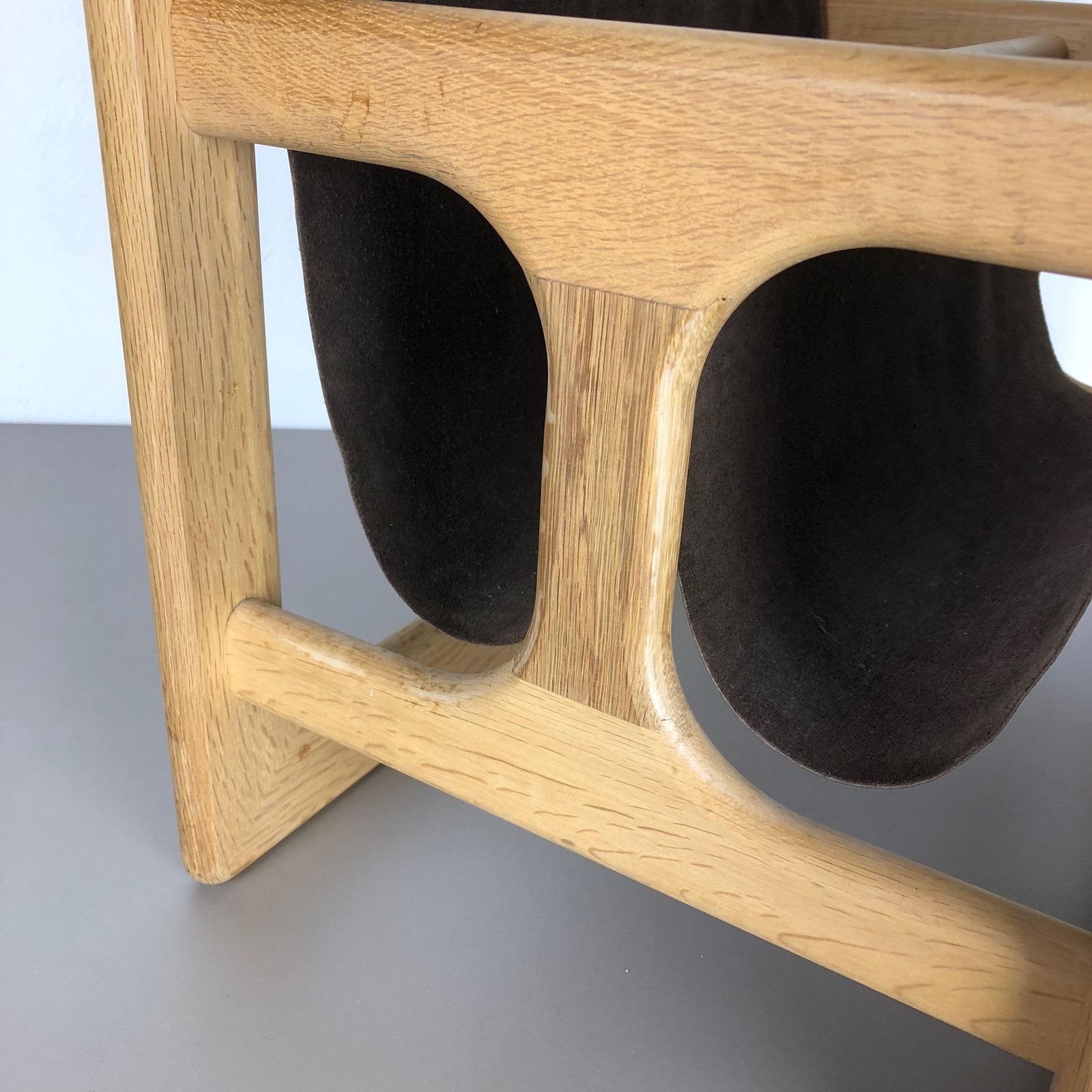 Minimalistic 1970s Danish Oak Wood Magazine Rack Design Made By Salin Møbler photo vinterior