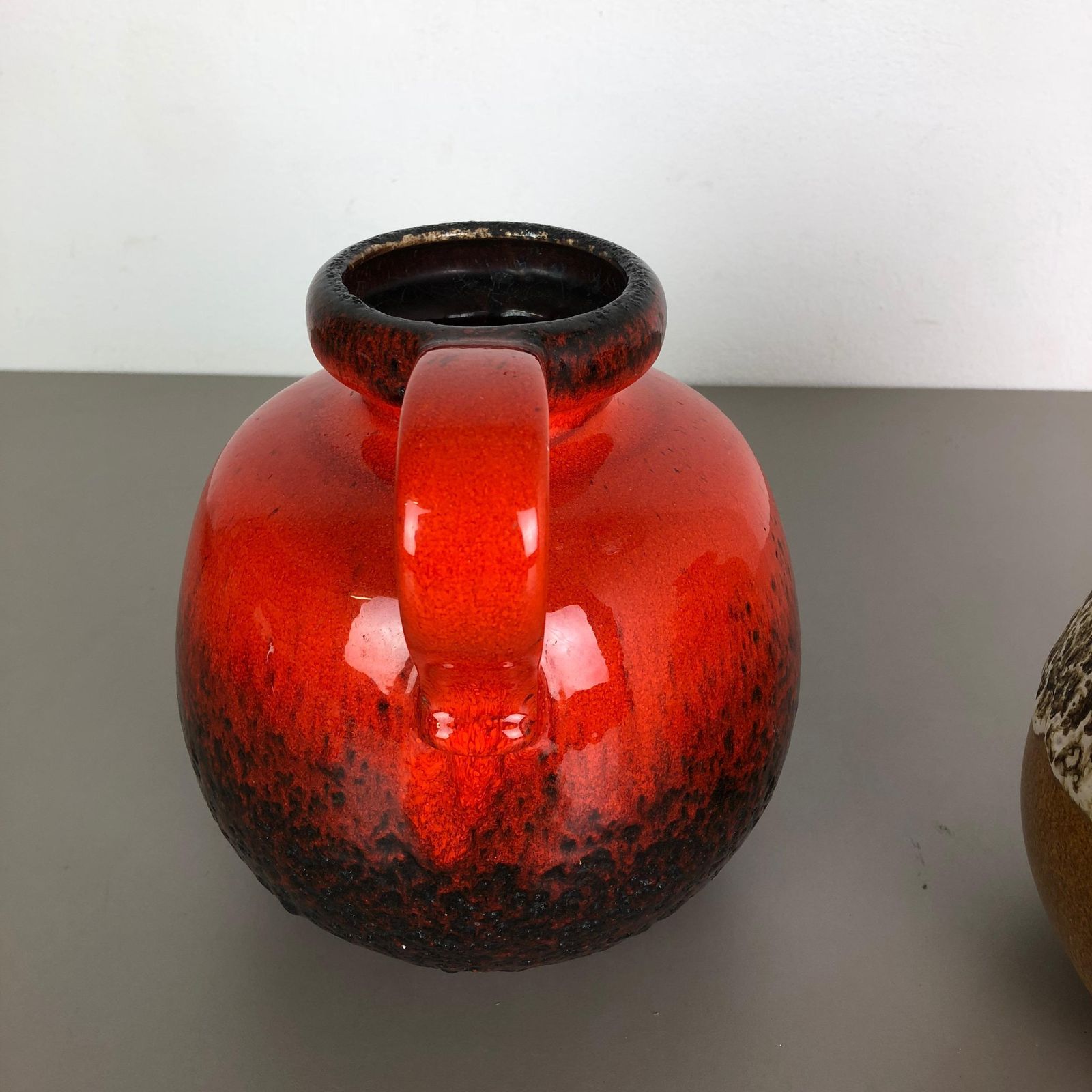 Set Of Two Pottery Fat Lava Vases Model "484 21" Made By Scheurich Germany 1970s photo vinterior