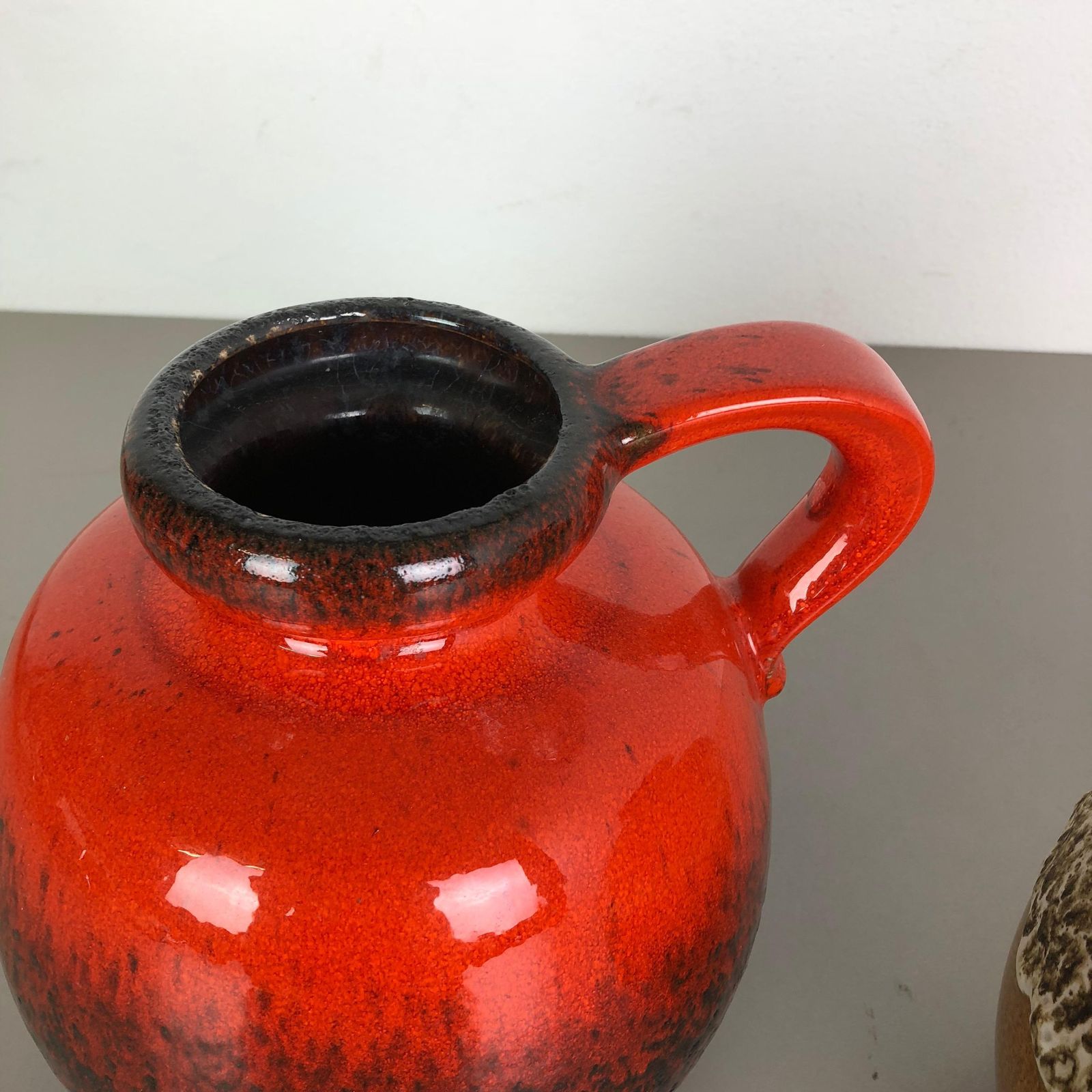 photo furniture Set Of Two Pottery Fat Lava Vases Model "484 21" Made By Scheurich Germany 1970s