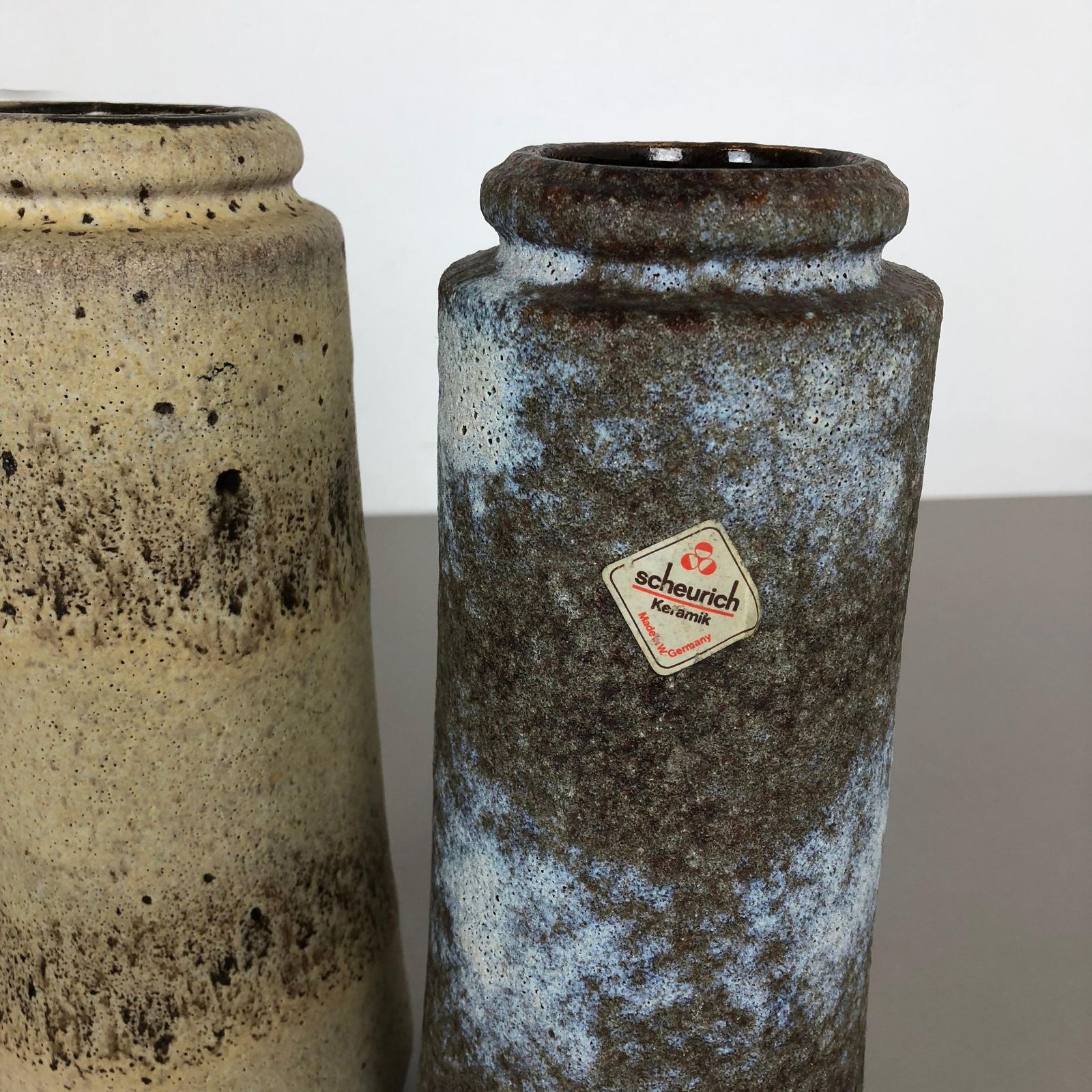 Set Of Two Pottery Fat Lava Vases "206 26" Made By Scheurich, Germany, 1970s photo vinterior