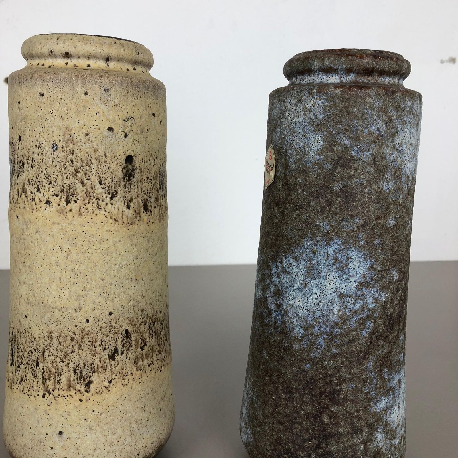 photo for sale Set Of Two Pottery Fat Lava Vases "206 26" Made By Scheurich, Germany, 1970s