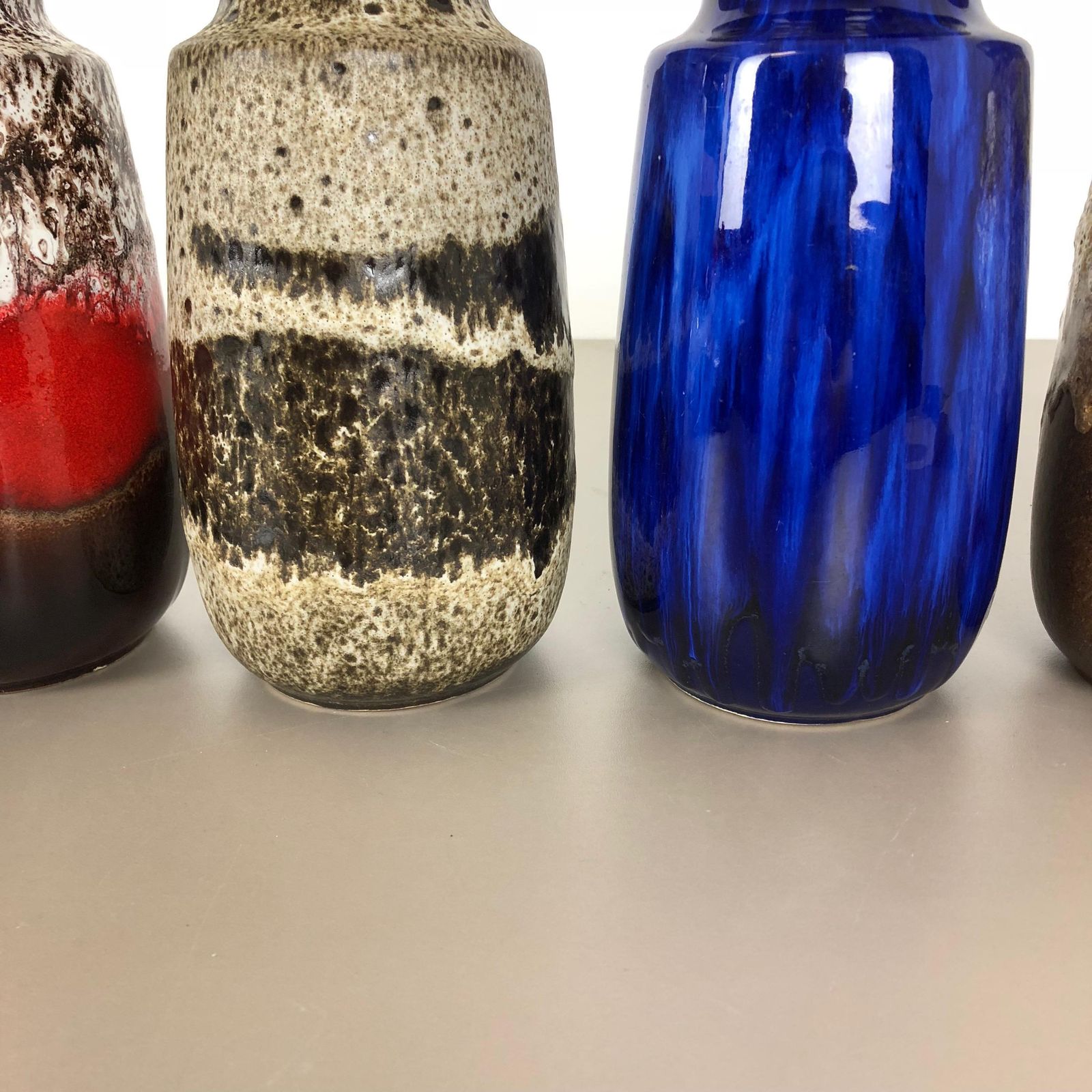 Set Of Four Vintage Pottery Fat Lava "242 22" Vases Made By Scheurich, Germany photo buy