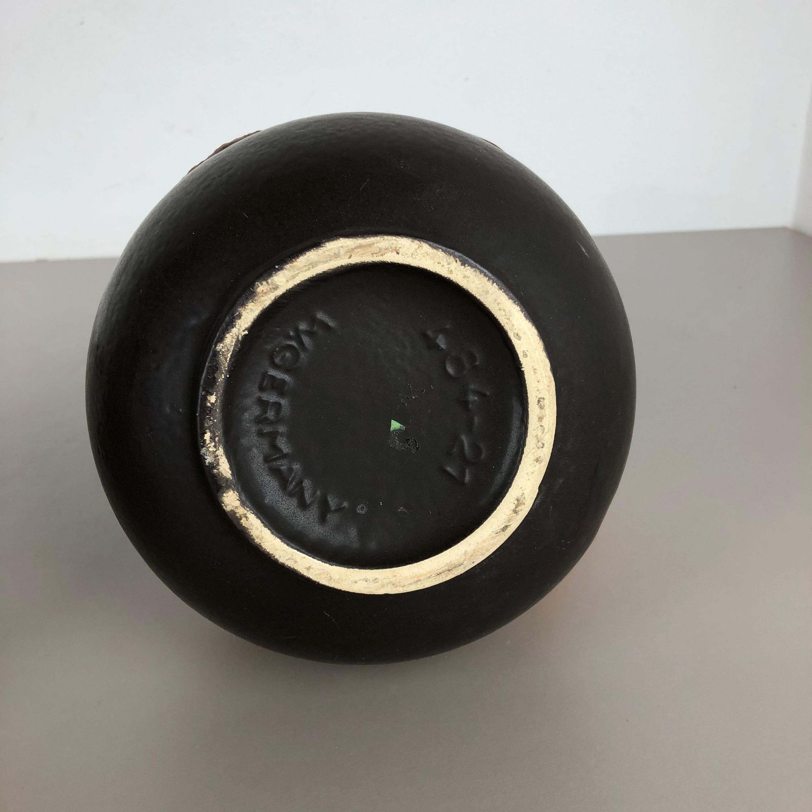 photo vinterior Set Of Two Pottery Fat Lava Vases Model "484 21" Made By Scheurich Germany 1970s
