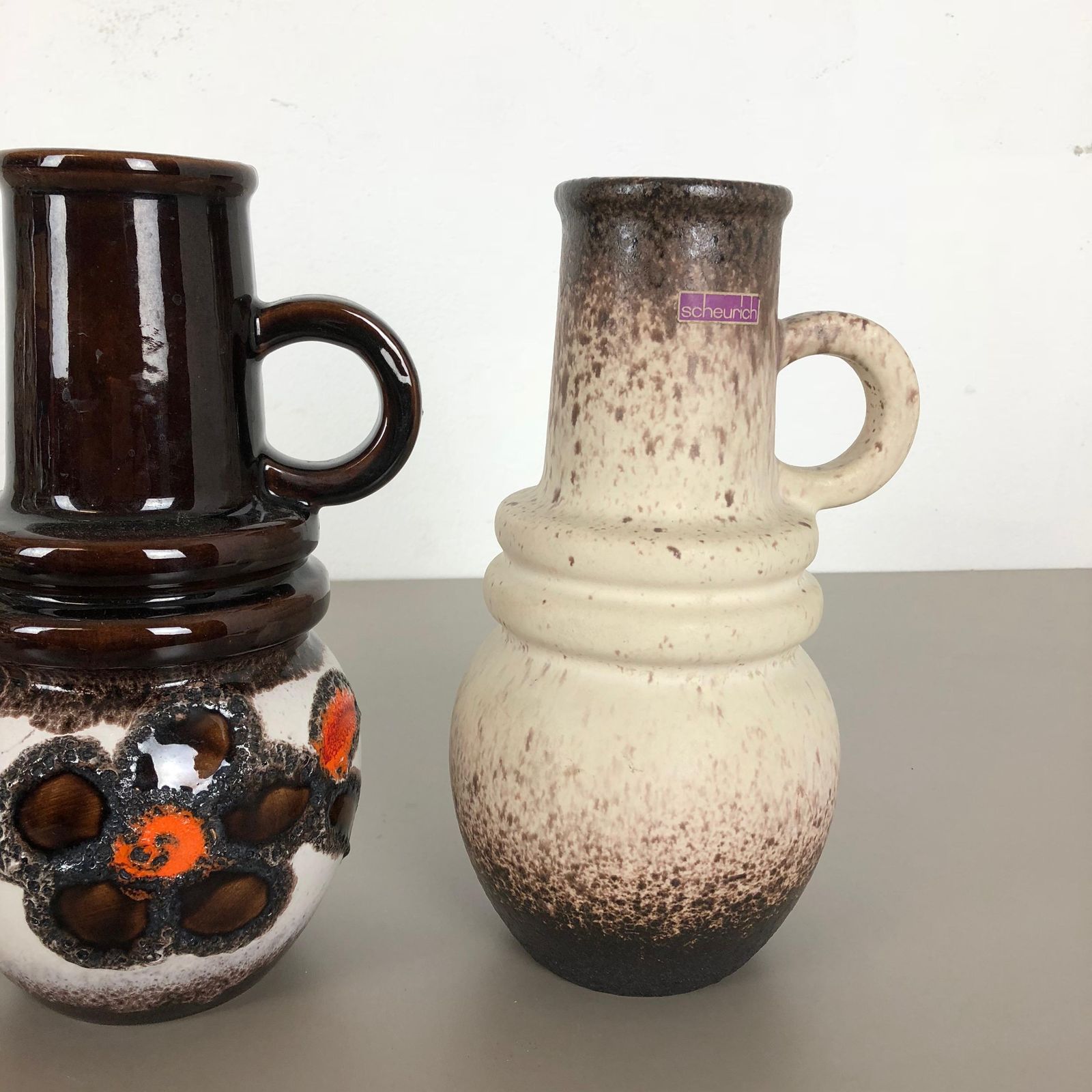 Set Of Three 1970s Pottery Fat Lava "Vienna" Vases Made By Scheurich, Germany photo vintage