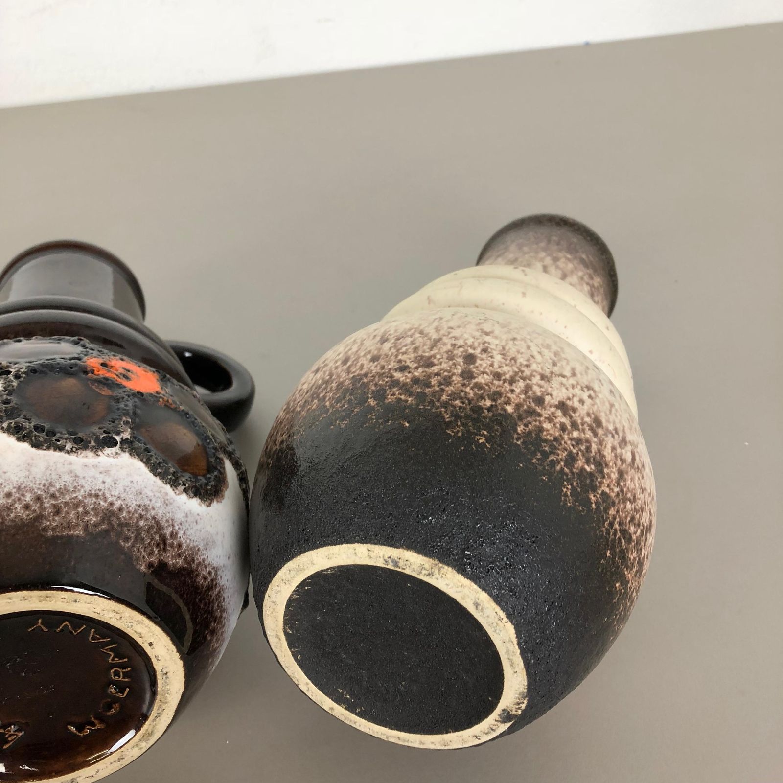 523.0 Set Of Three 1970s Pottery Fat Lava "Vienna" Vases Made By Scheurich, Germany photo