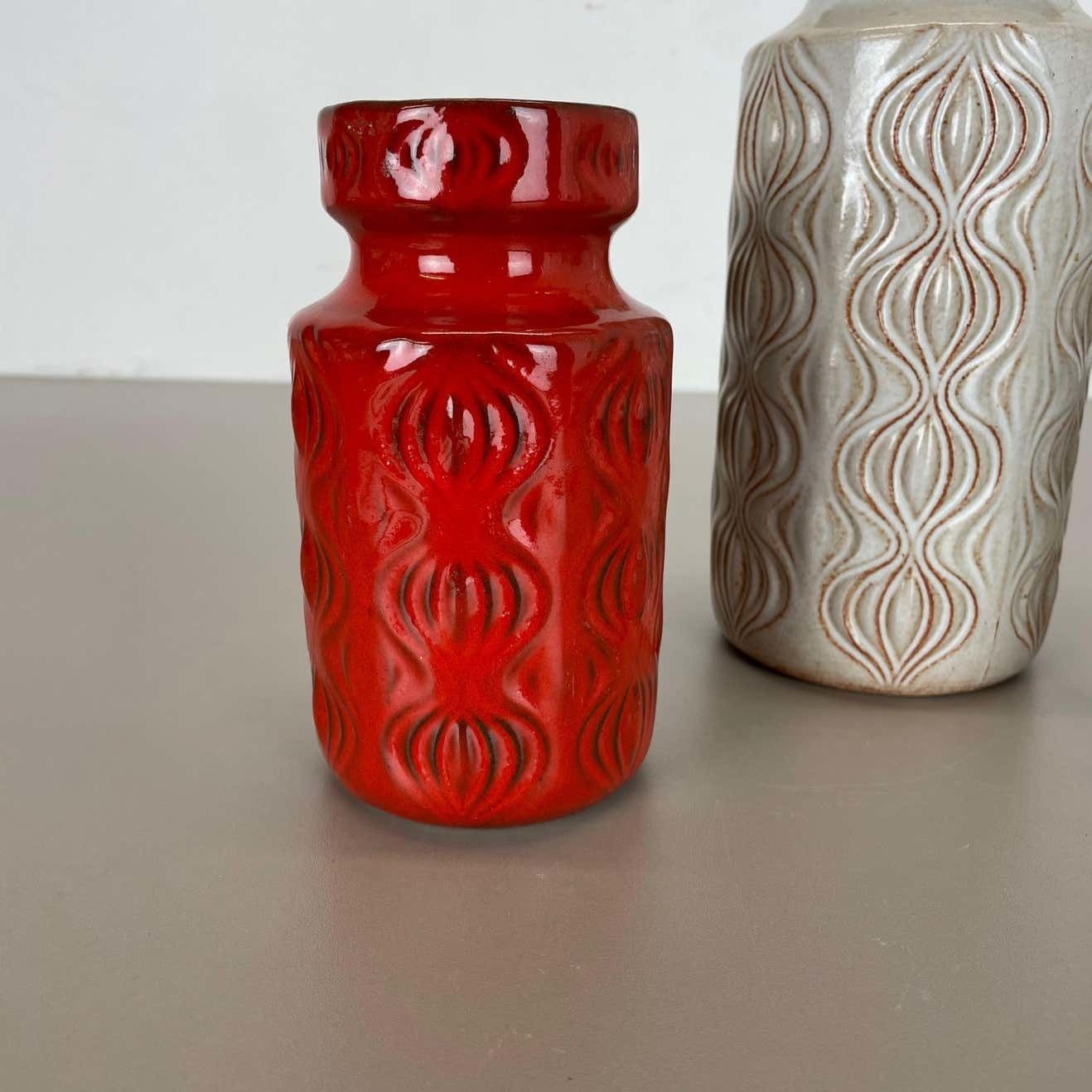 Set Of Three Pottery Fat Lava Vases 285 "Onion" By Scheurich, Germany, 1970s photo Home Decor