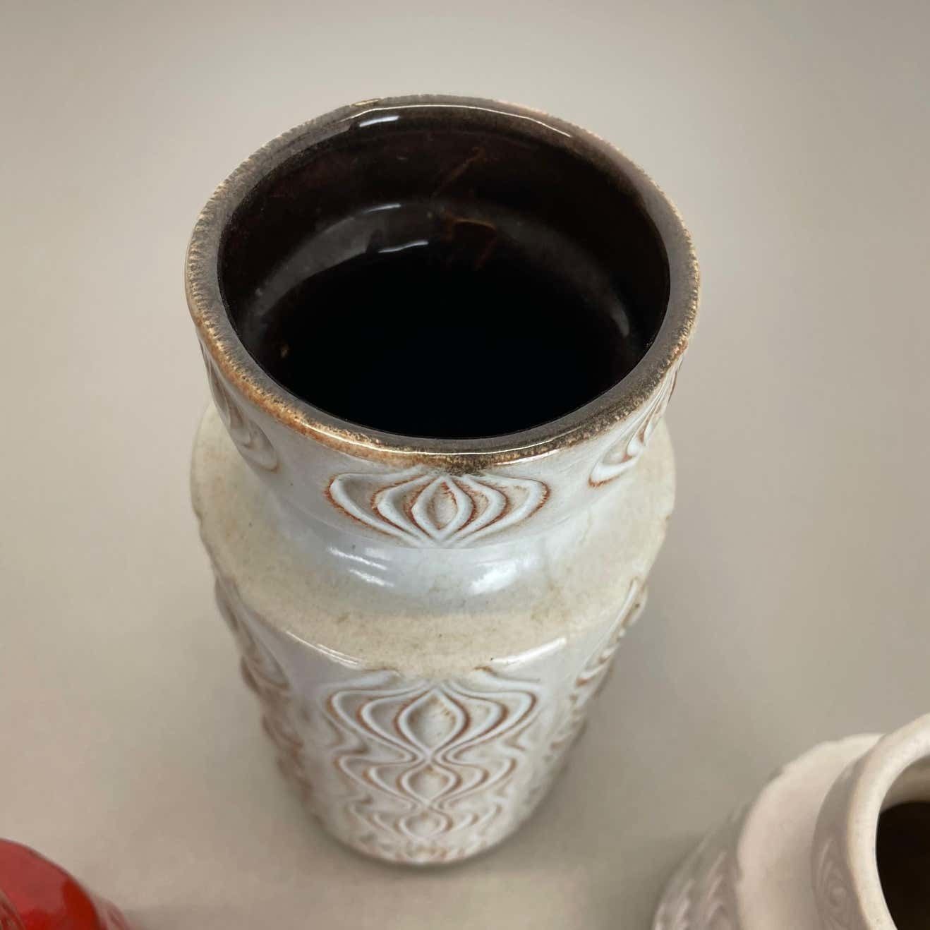 427.0 Set Of Three Pottery Fat Lava Vases 285 "Onion" By Scheurich, Germany, 1970s photo