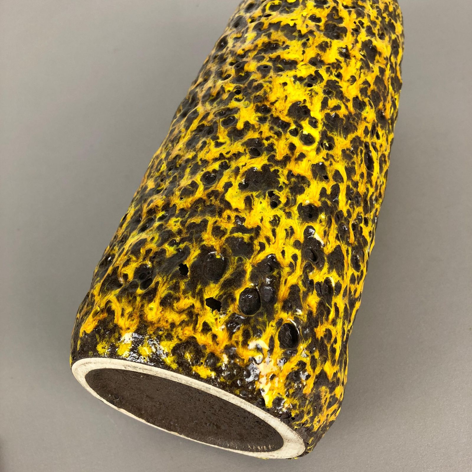 428.0 Pottery Super Yellow Color Fat Lava Multi Color Vase Scheurich Wgp, 1970s photo
