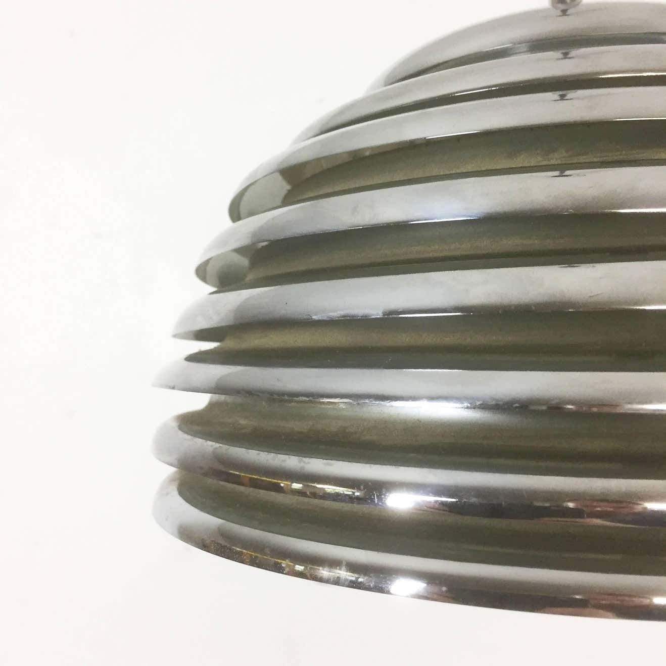 photo for sale Chrome Hanging Pendant Lamp Light By Kazuo Motozawa For Staff Germany, 1960s
