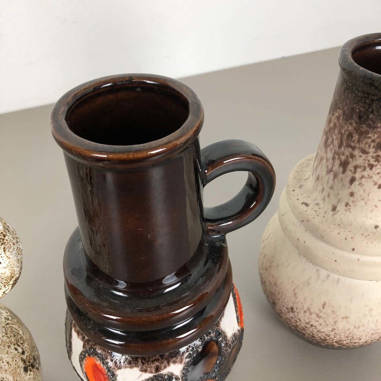 Set Of Three 1970s Pottery Fat Lava "Vienna" Vases Made By Scheurich, Germany photo buy