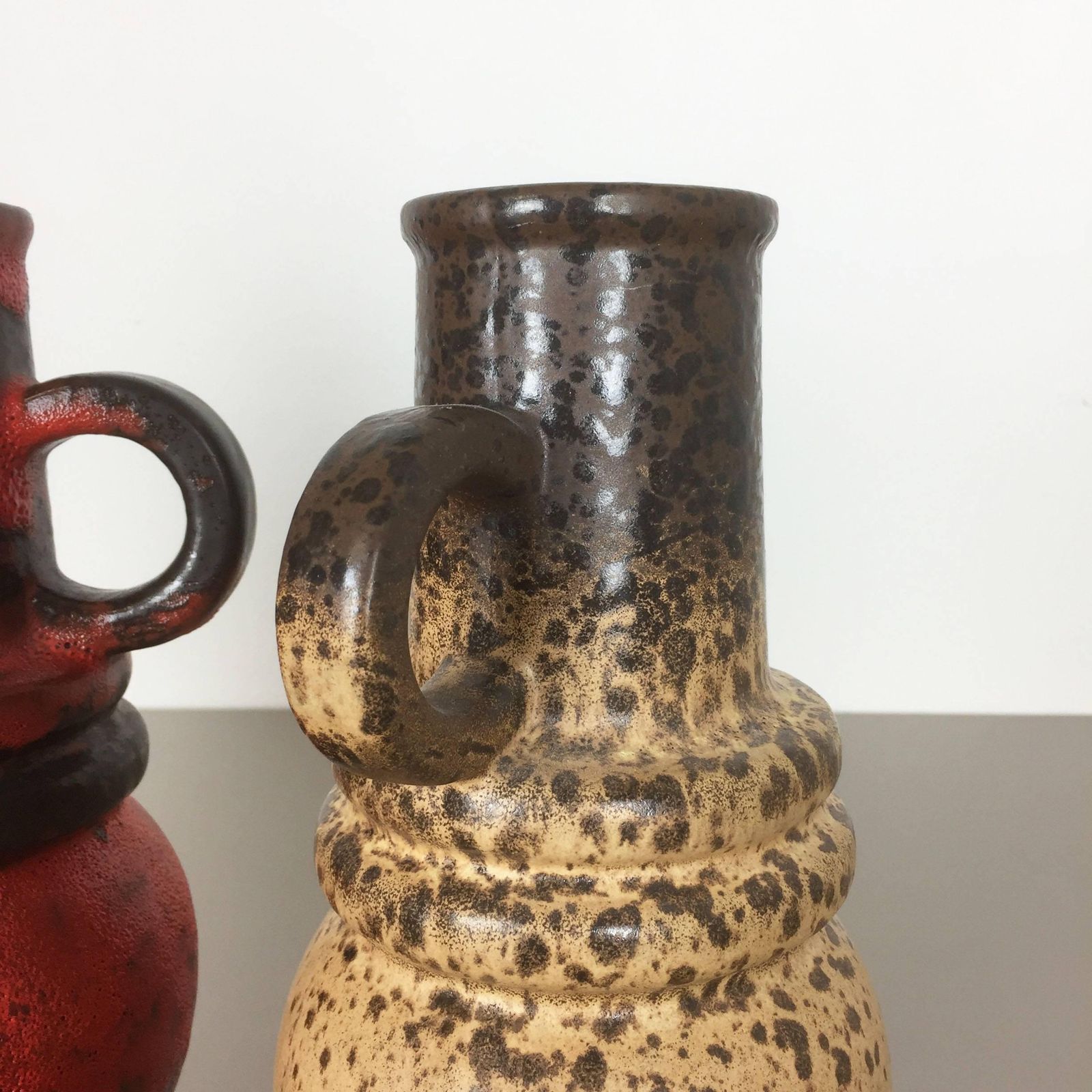 Set Of Three 1970s Pottery Fat Lava "Vienna" Vases Made By Scheurich, Germany photo buy