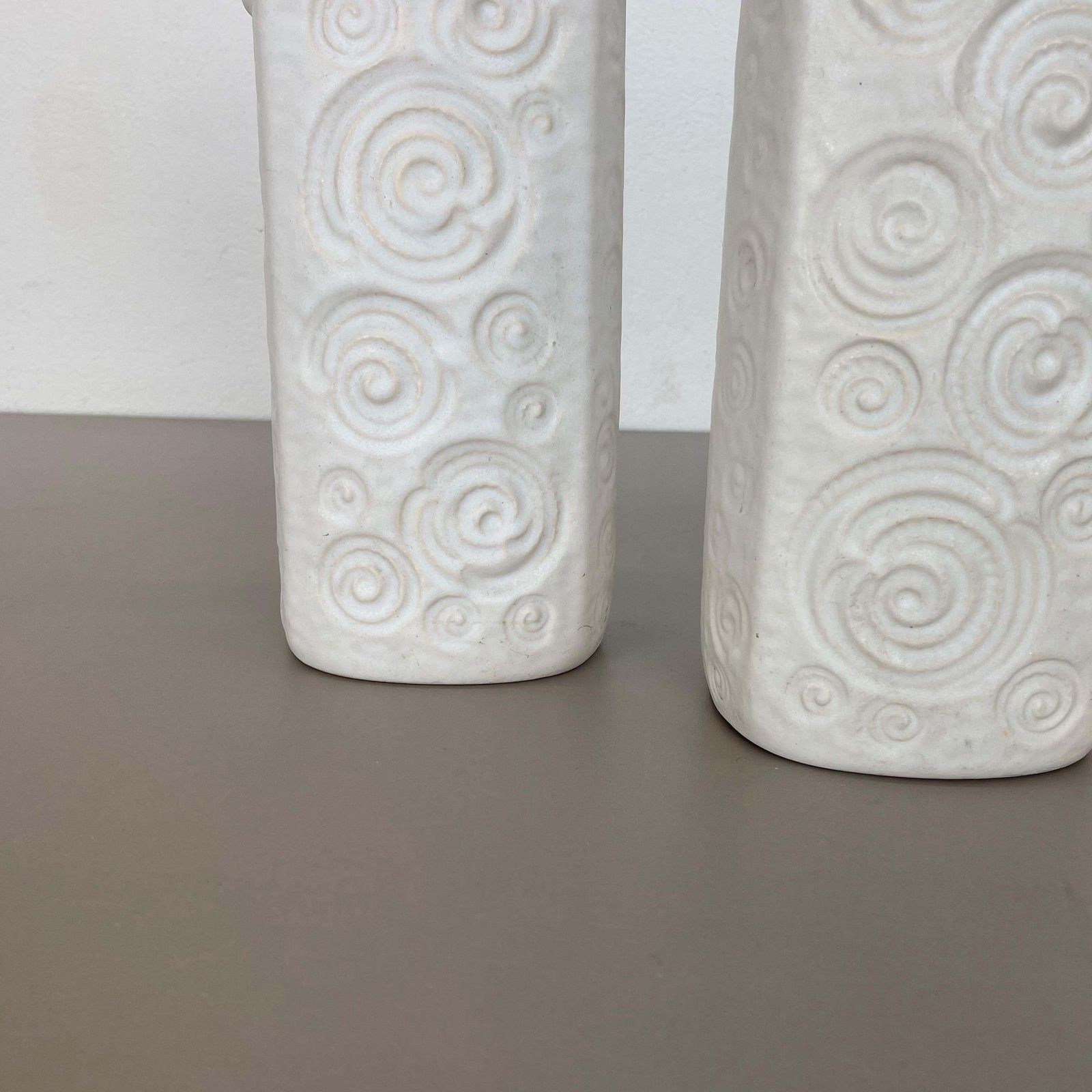 Set Of Two Pottery Fat Lava Vases Jura "482 28" Made By Scheurich, Germany 1970s photo Home Decor