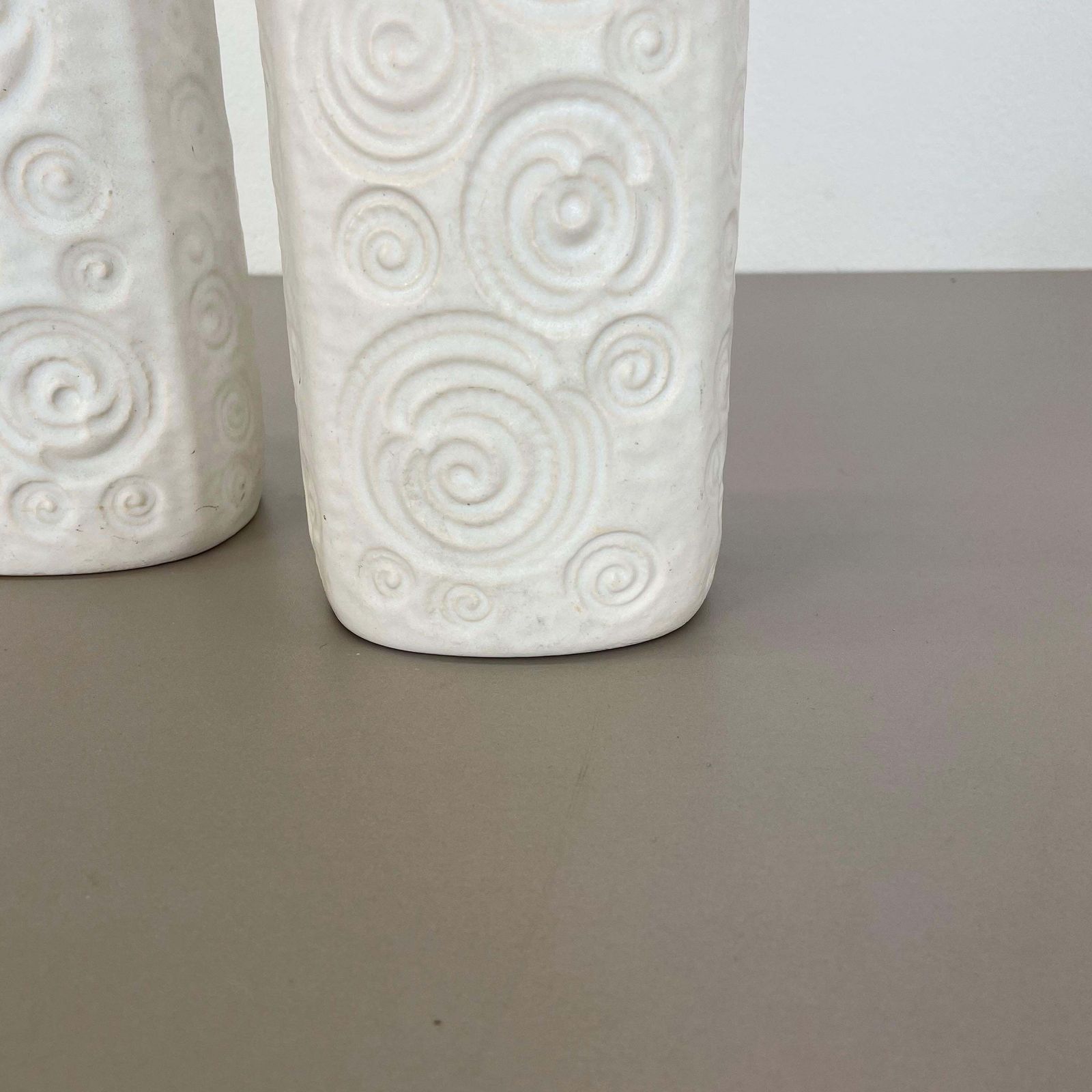 Set Of Two Pottery Fat Lava Vases Jura "482 28" Made By Scheurich, Germany 1970s photo vintage
