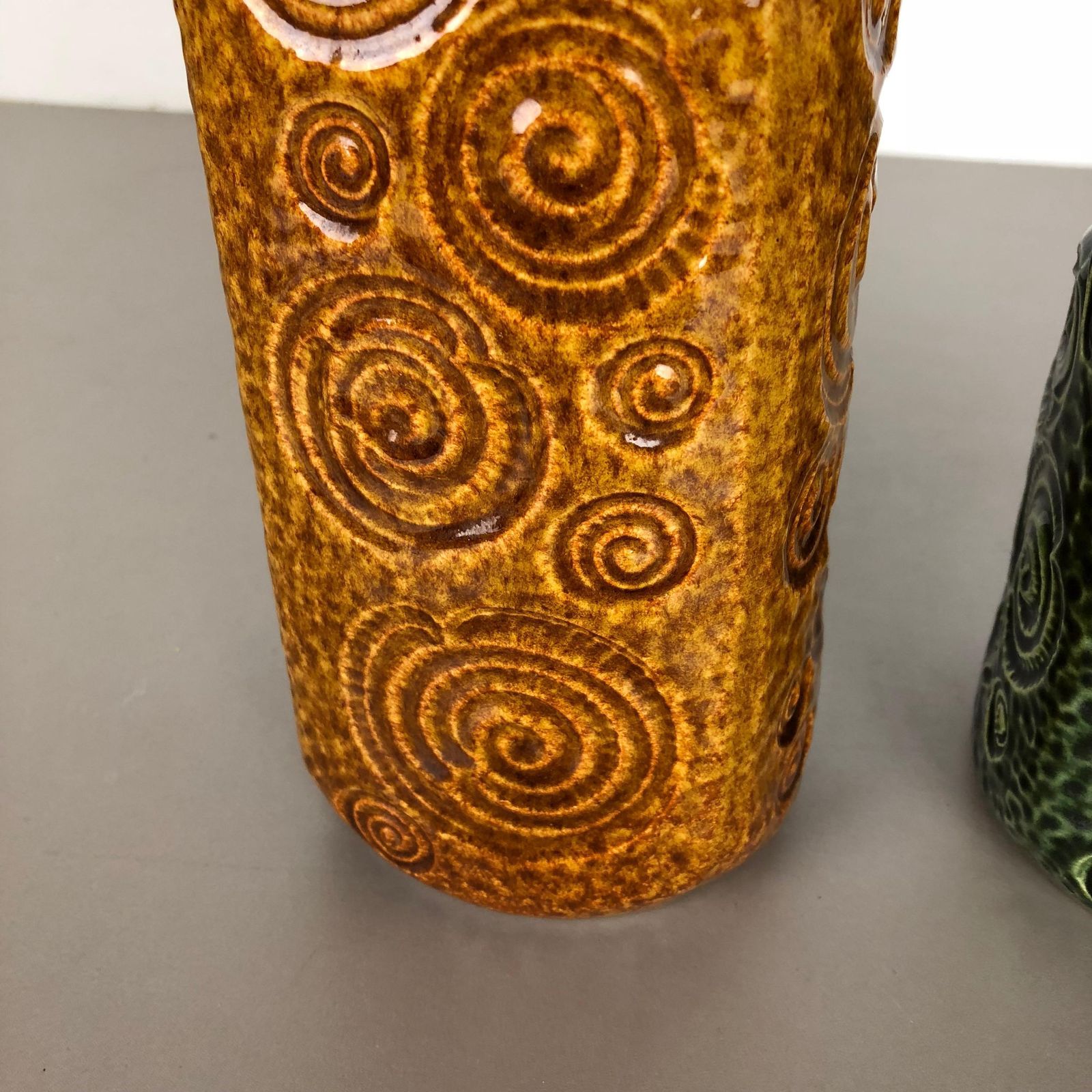 Set Of Two Pottery Fat Lava Vases Jura "282 26" Made By Scheurich, Germany 1970s photo vinterior