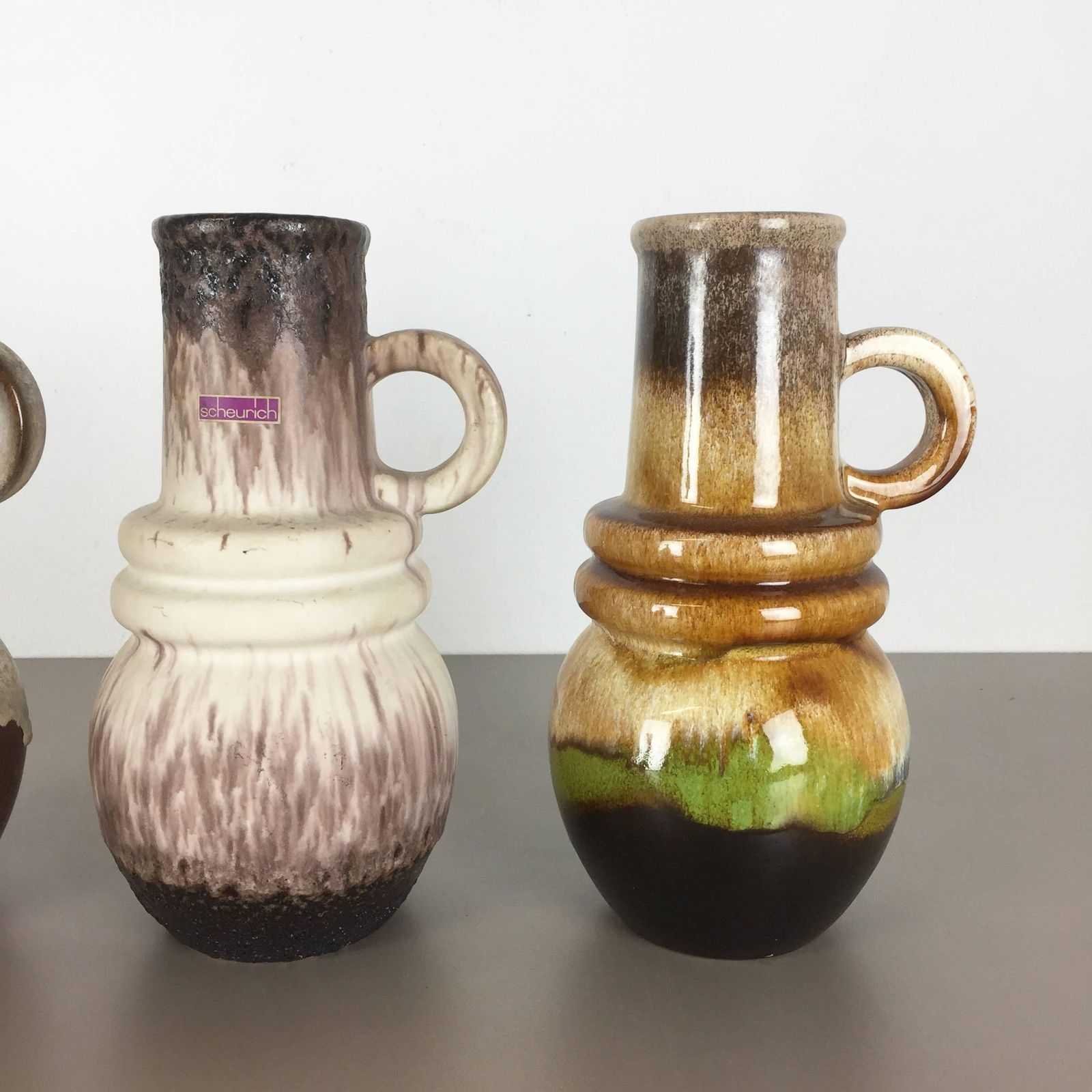 photo furniture Set Of Three 1970s Pottery Fat Lava Vienna Vases Made By Scheurich Germany