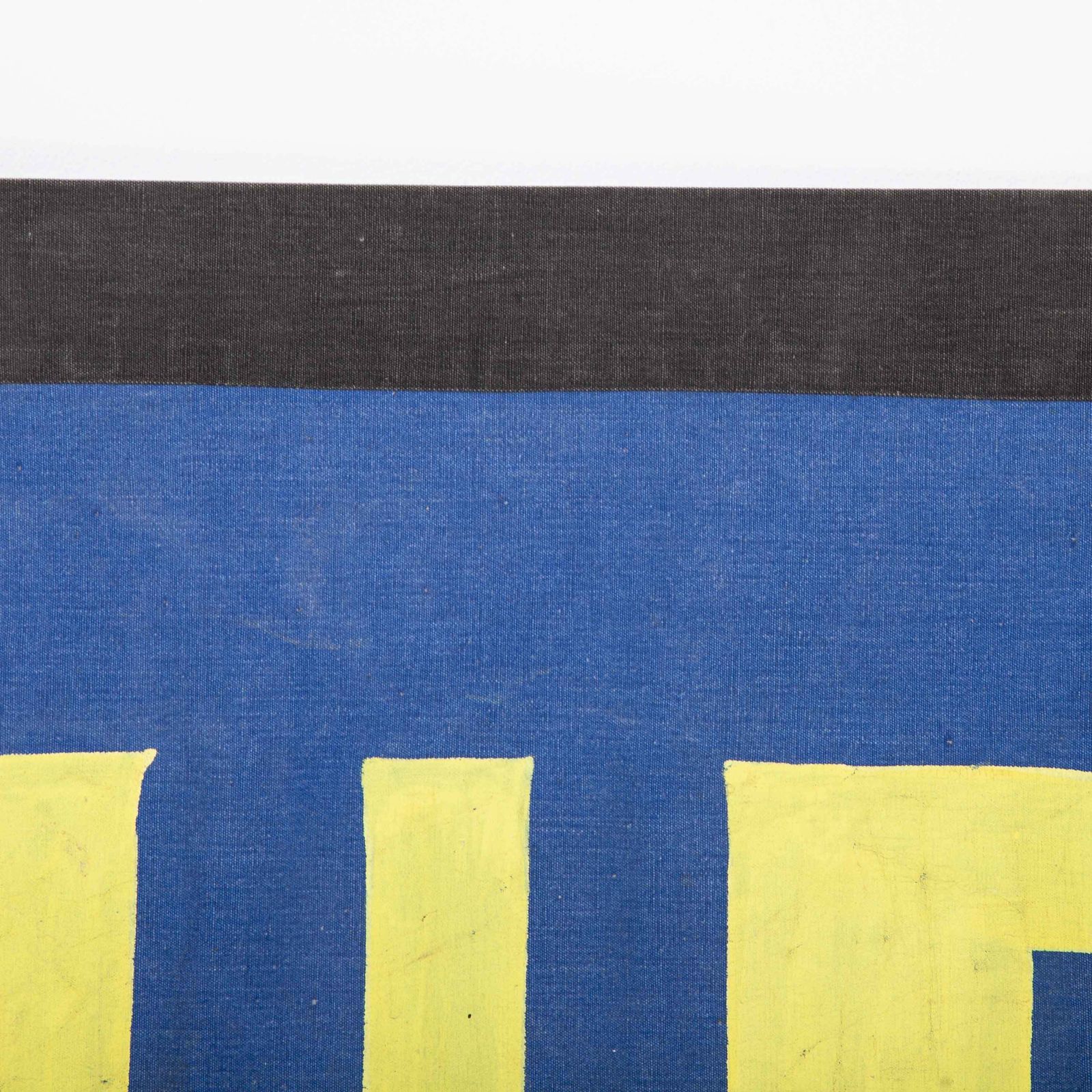 1950’s Blue & Yellow Canvas Advertising Banner L’ascenseur photo for sale