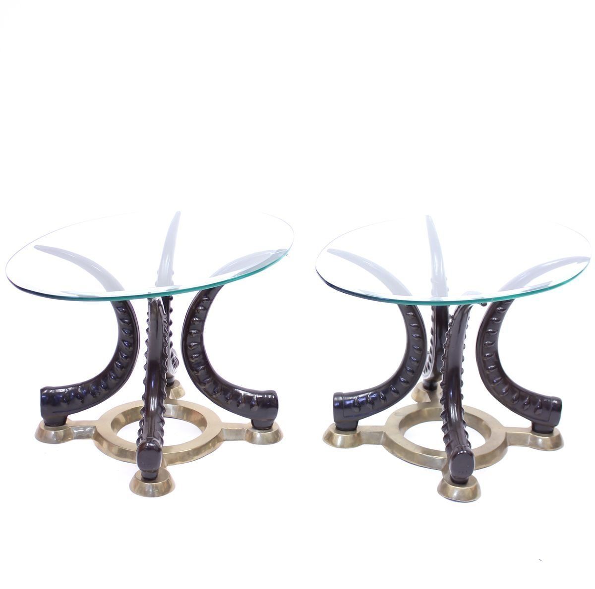 Brass & Faux Tusks Side Or Coffee Tables, 1970s, Set Of 2 photo 2486.0